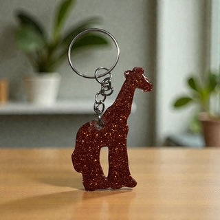 Giraffe Glitter Keychain – 2 Inch Full Body Charm, Cute Mini Animal Accessory, Bag or Backpack Charm”