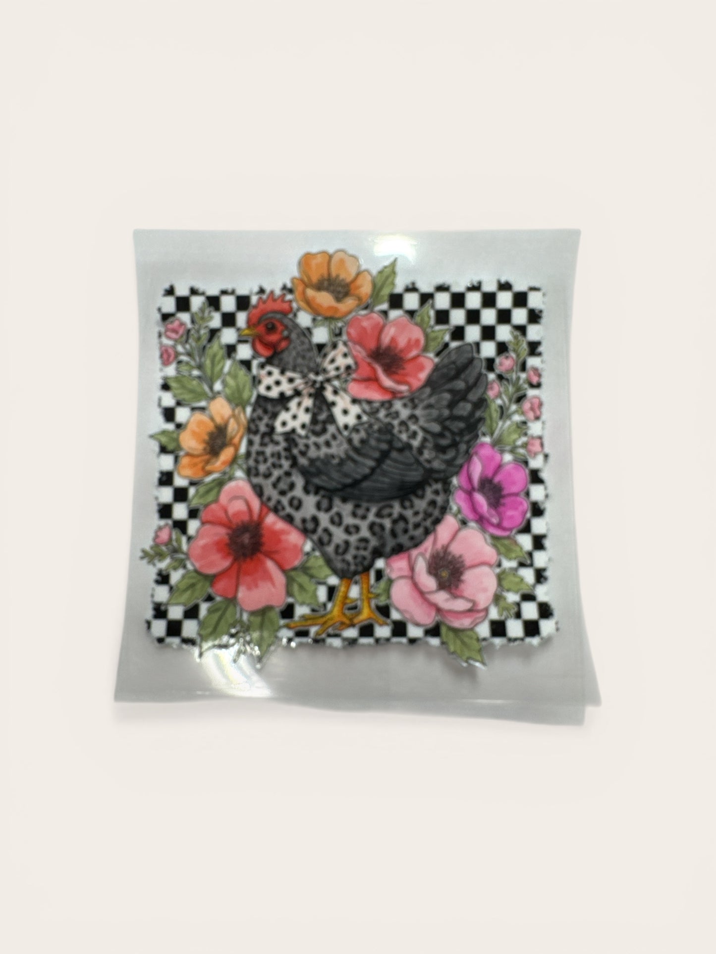 Chicken with Bow #197 UV DTF Cup Wrap – Tumbler Wrap –16oz UV DTF Cup Decal