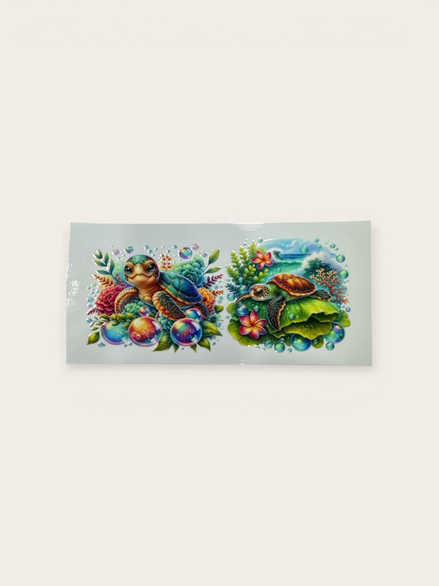 Sea Turtles 16oz UV DTF Transfer #194 for Glass Cups | Cute Decal| Sea Turtles Lily Pad