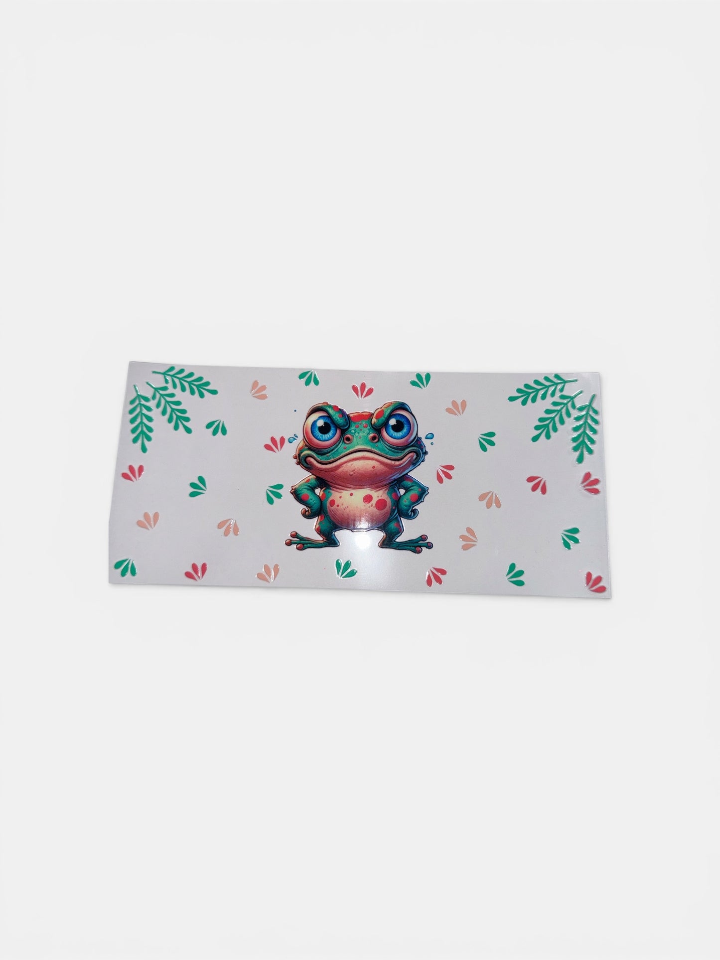 Frog - "Angry FROG" Animal UV DTF 16oz Cup Wrap, #220 Tumbler Decal