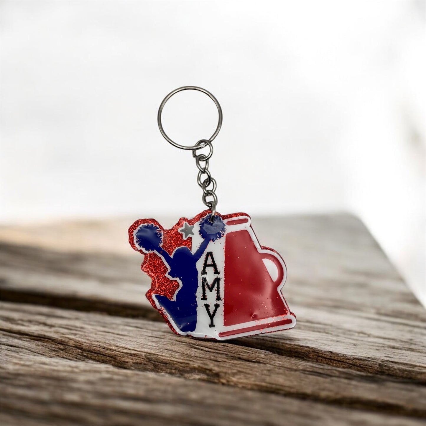 Cheerleader with Megaphone Keychain| Bag Tag| Personalized