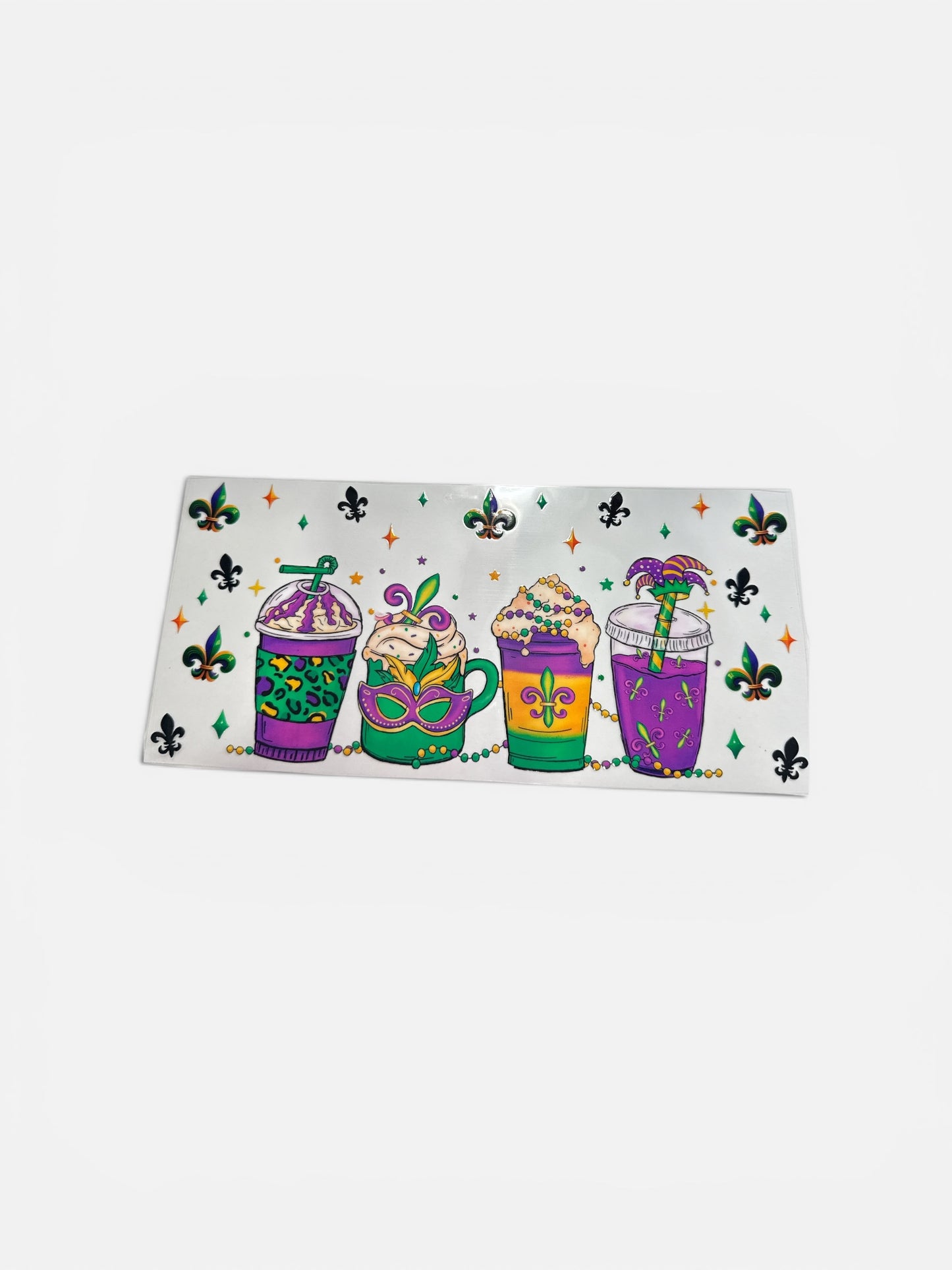 March Gras Drink Cups 16oz UV DTF Cup Wrap Transfer for Cups #327