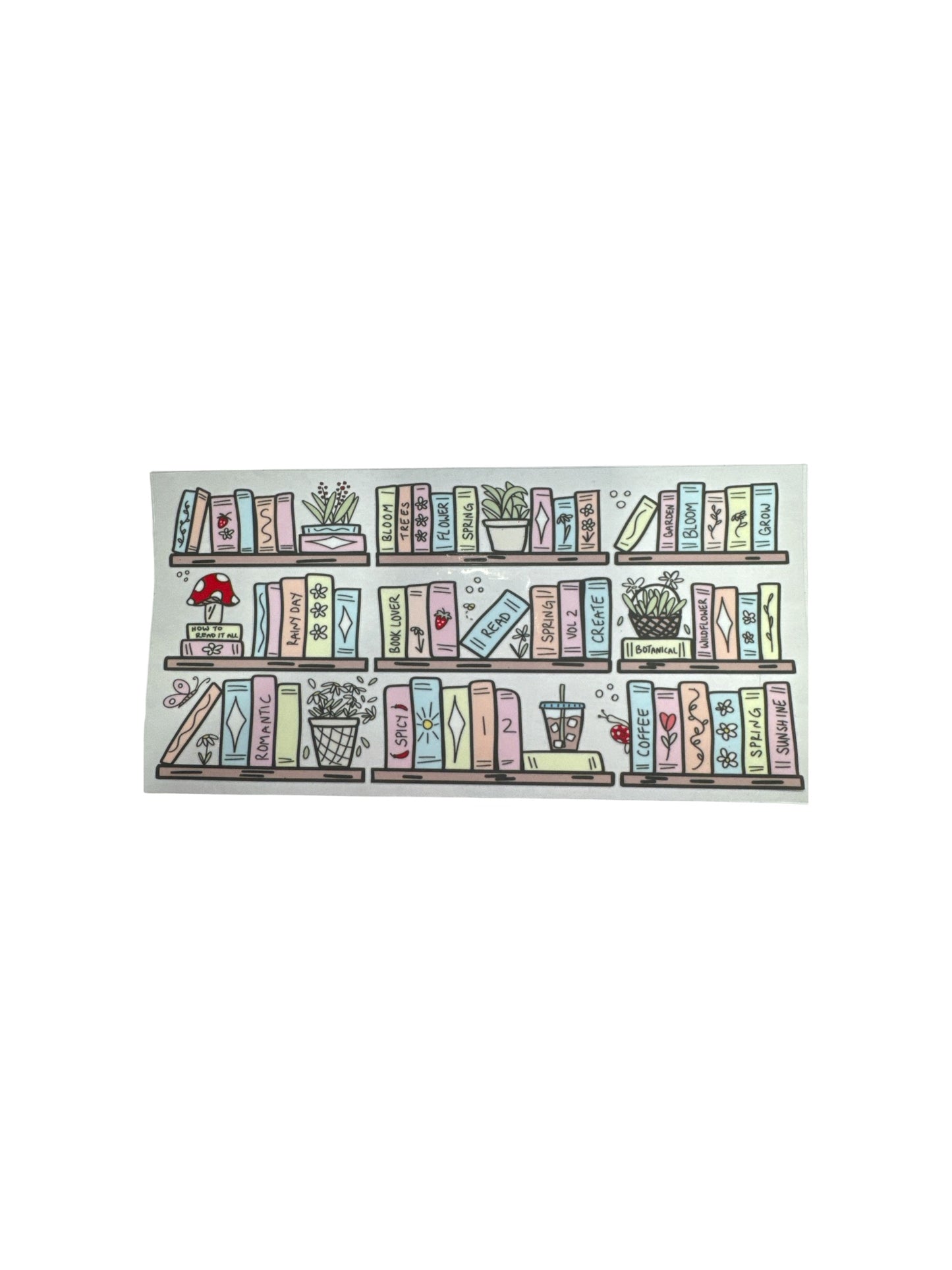 Books on Shelf UV DTF Cup Wrap – 16oz UV DTF Transfer Cups #337