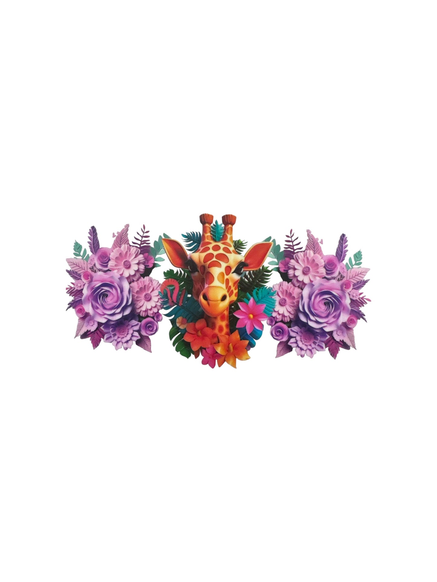 Giraffe in Flowers 16oz UV DTF Cup Wrap Transfer for Cups #403