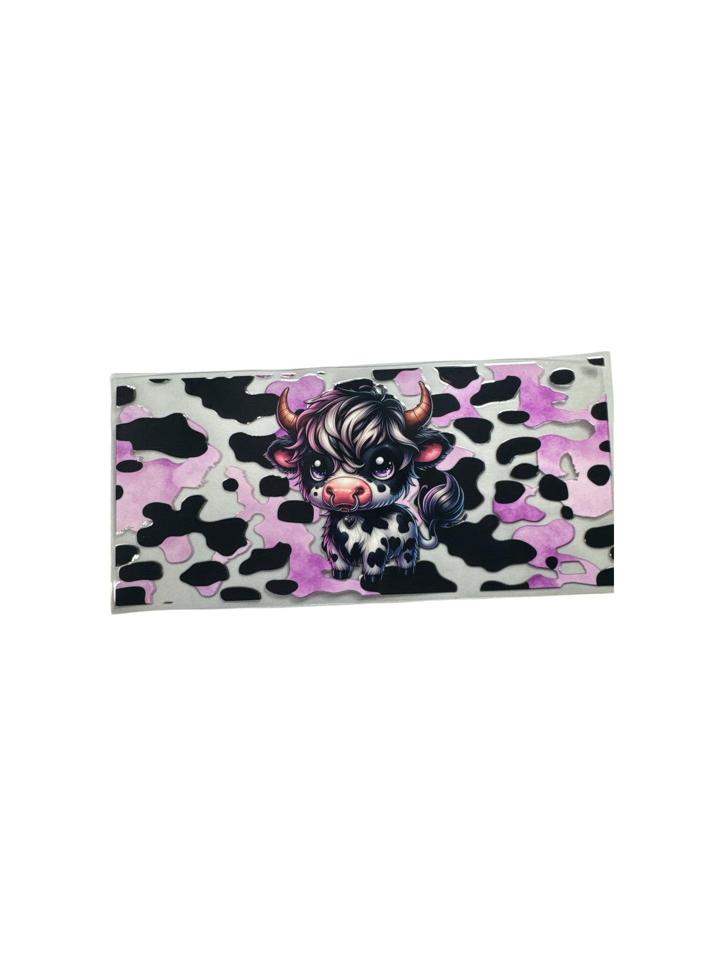 Hyland Cow Black with Purple 16 oz UV DTF Cup Wrap #614