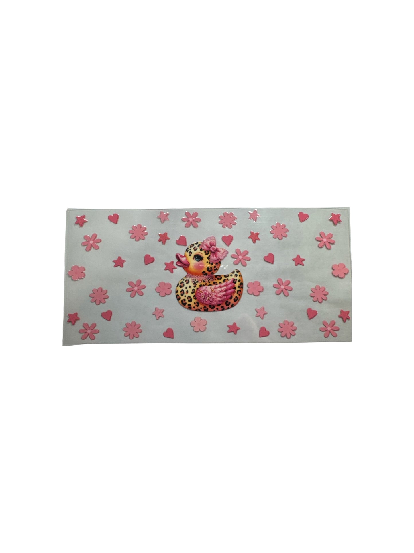 Ducks with Pink Bow Leopard 16oz UV DTF Cup Wrap #619