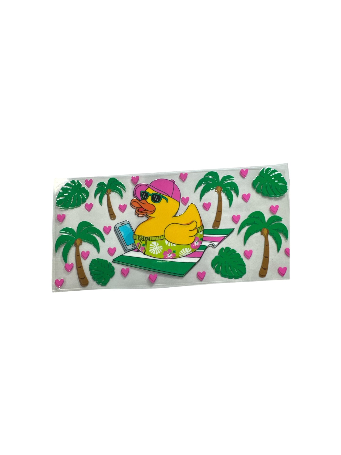 Sunbathing Duck 16oz UV DTF Cup Wrap #621