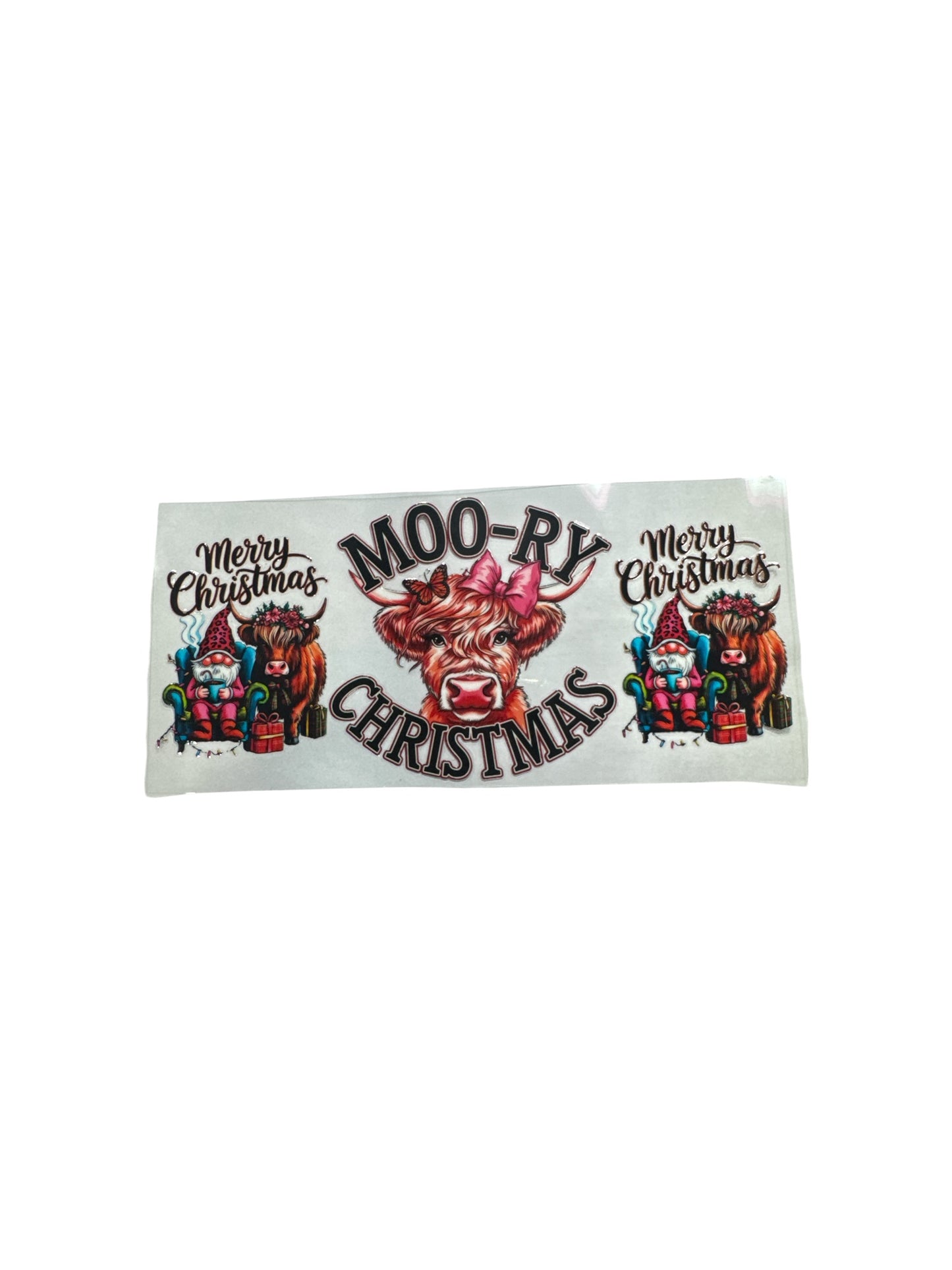 Hyland Cow MOO-RY Christmas 16oz UV DTF Transfer #600