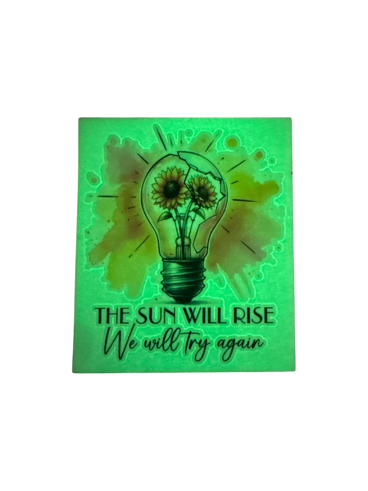 15oz GLOW IN THE DARK UV DTF Lightbulb Sun will Rise Transfer #653