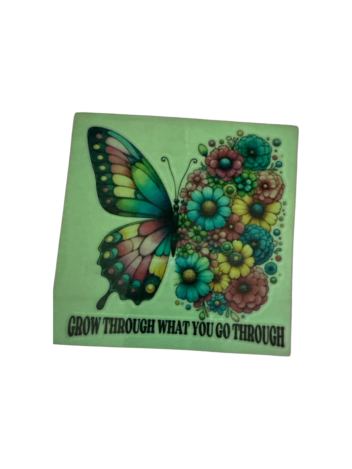 15oz GLOW IN THE DARK UV DTF Butterfly with Flowers Transfer #657