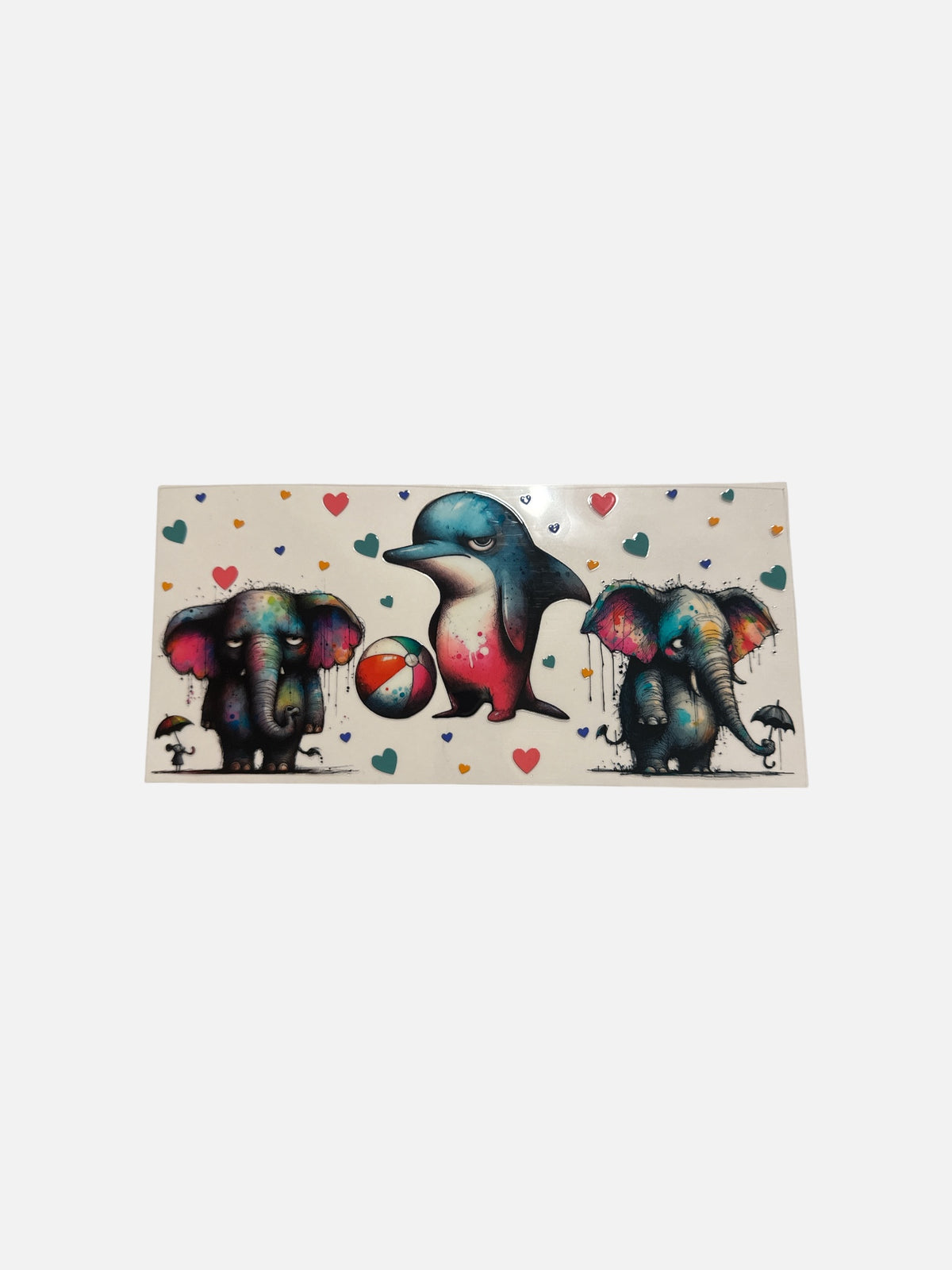Elephants and a Dolphin 16oz UV DTF Decal #734