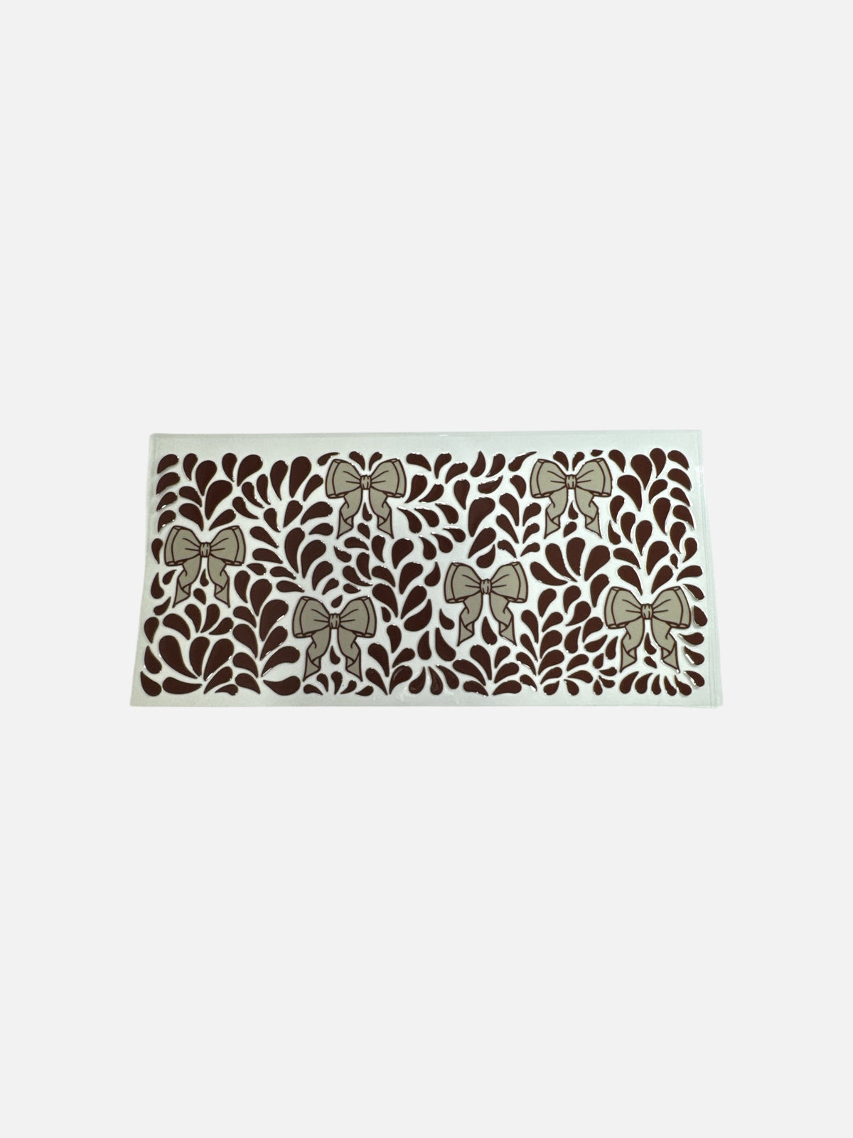 Bows Tan with Brown Leaves 16oz UV DTF Transfer Decal #808