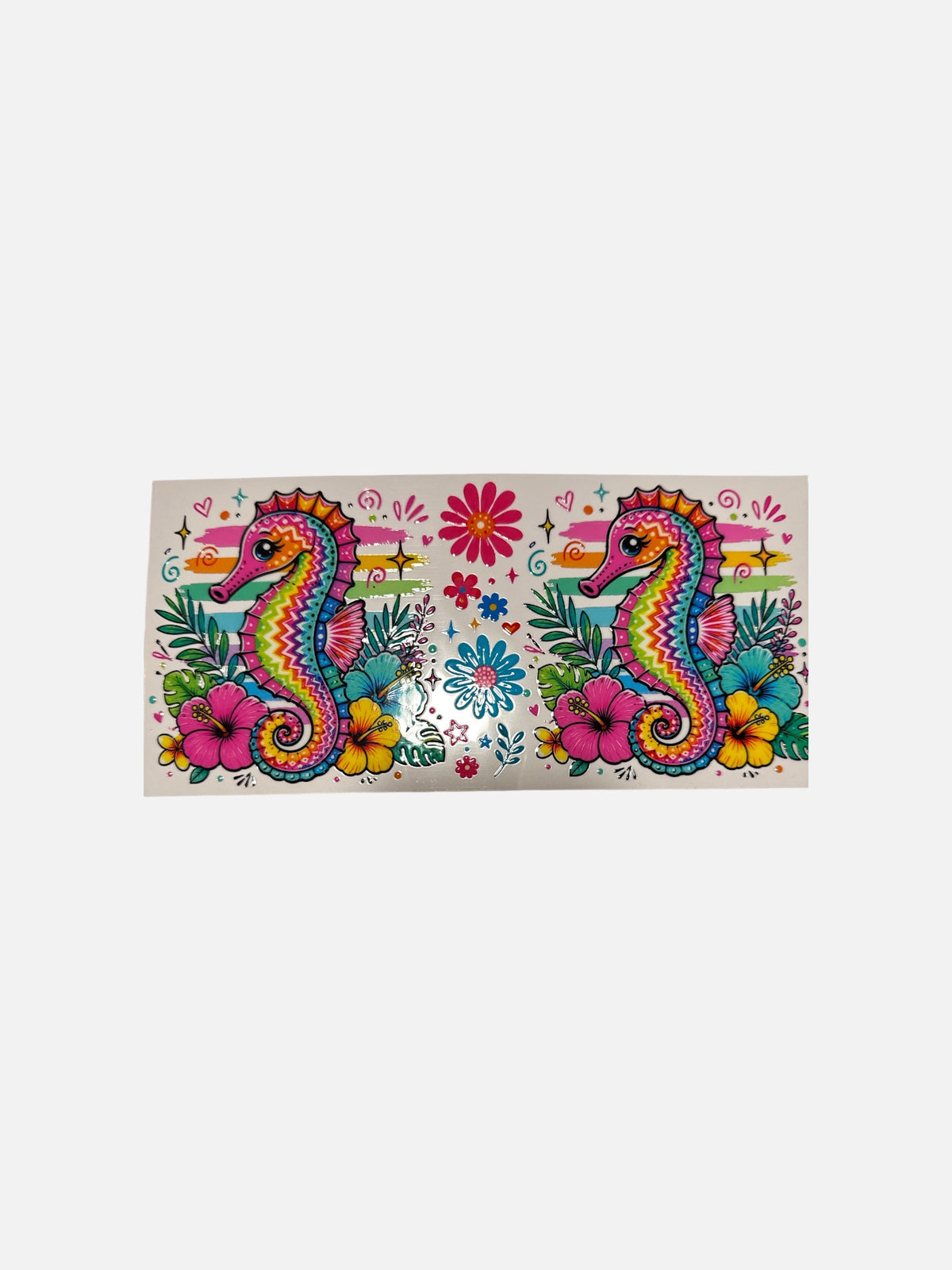 Seahorse Floral 16oz UV DTF Decal #747