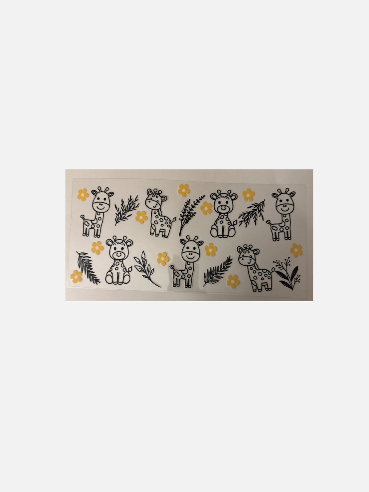 Baby Giraffe Outlined with Yellow Daisy 16oz UV DTF Decal Transfer #759