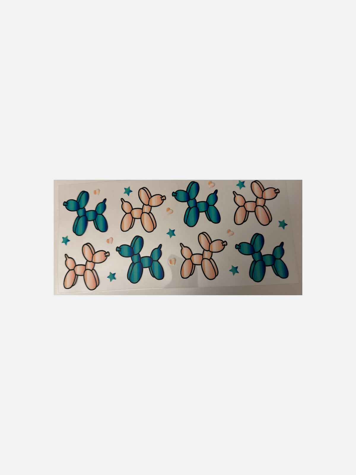 Balloon Dogs - Teal and Beige 16oz UV DTF Decal Transfer #769