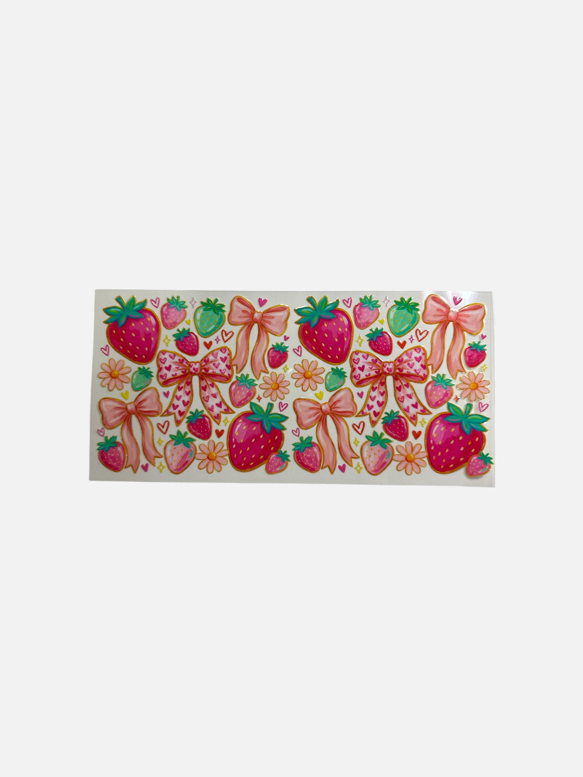 Strawberry and Bows 16oz UV DTF Decal Transfer #819