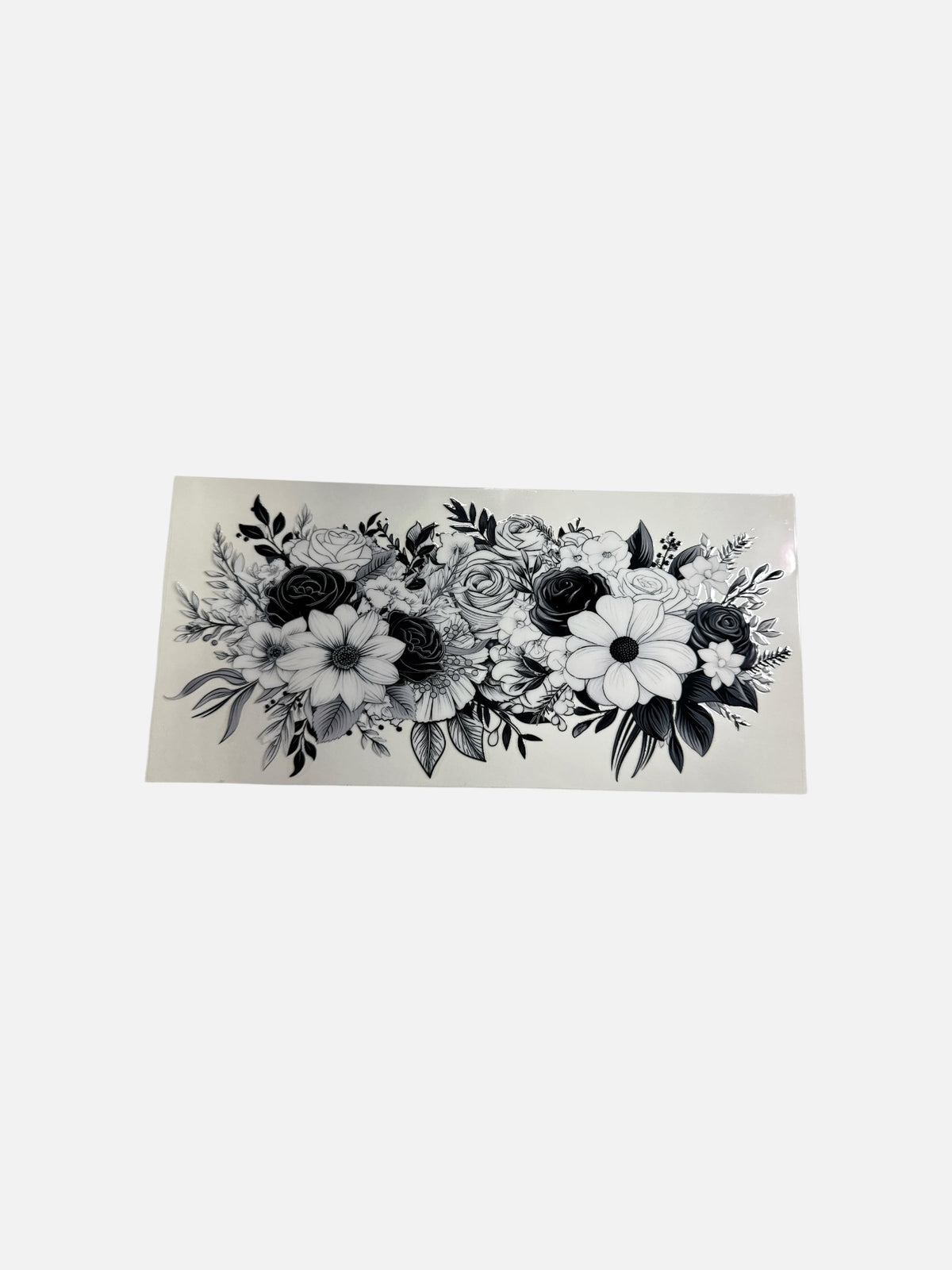 Flowers Black and White 16oz UV DTF Decal Transfer #831