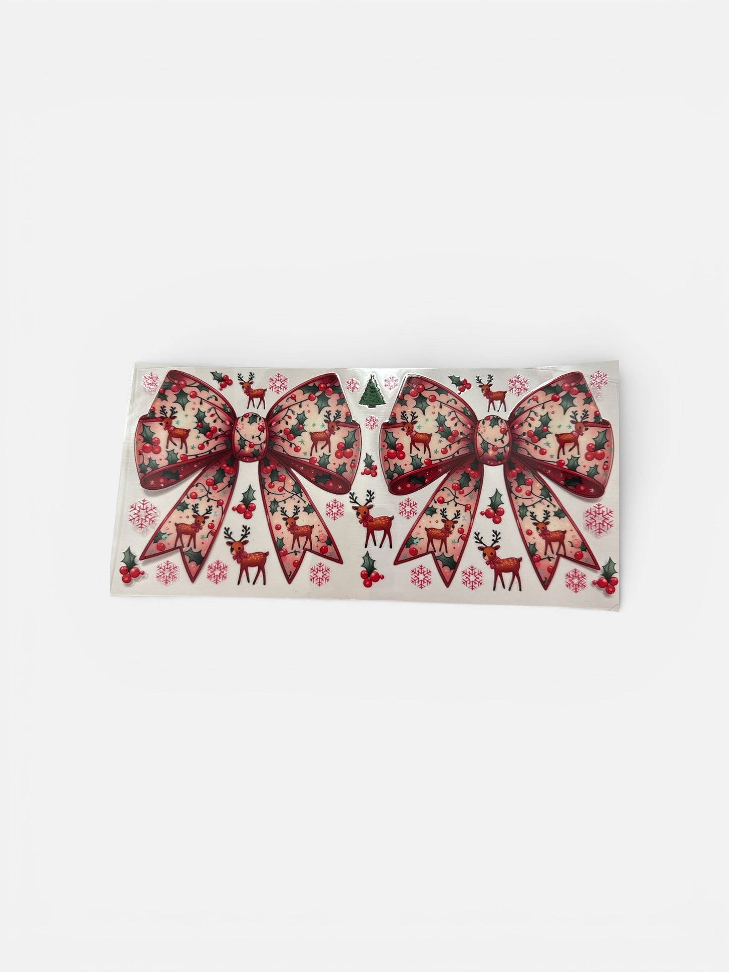 Christmas Bows with Berries and Lights 16oz UV DTF Transfer #146 for Cups