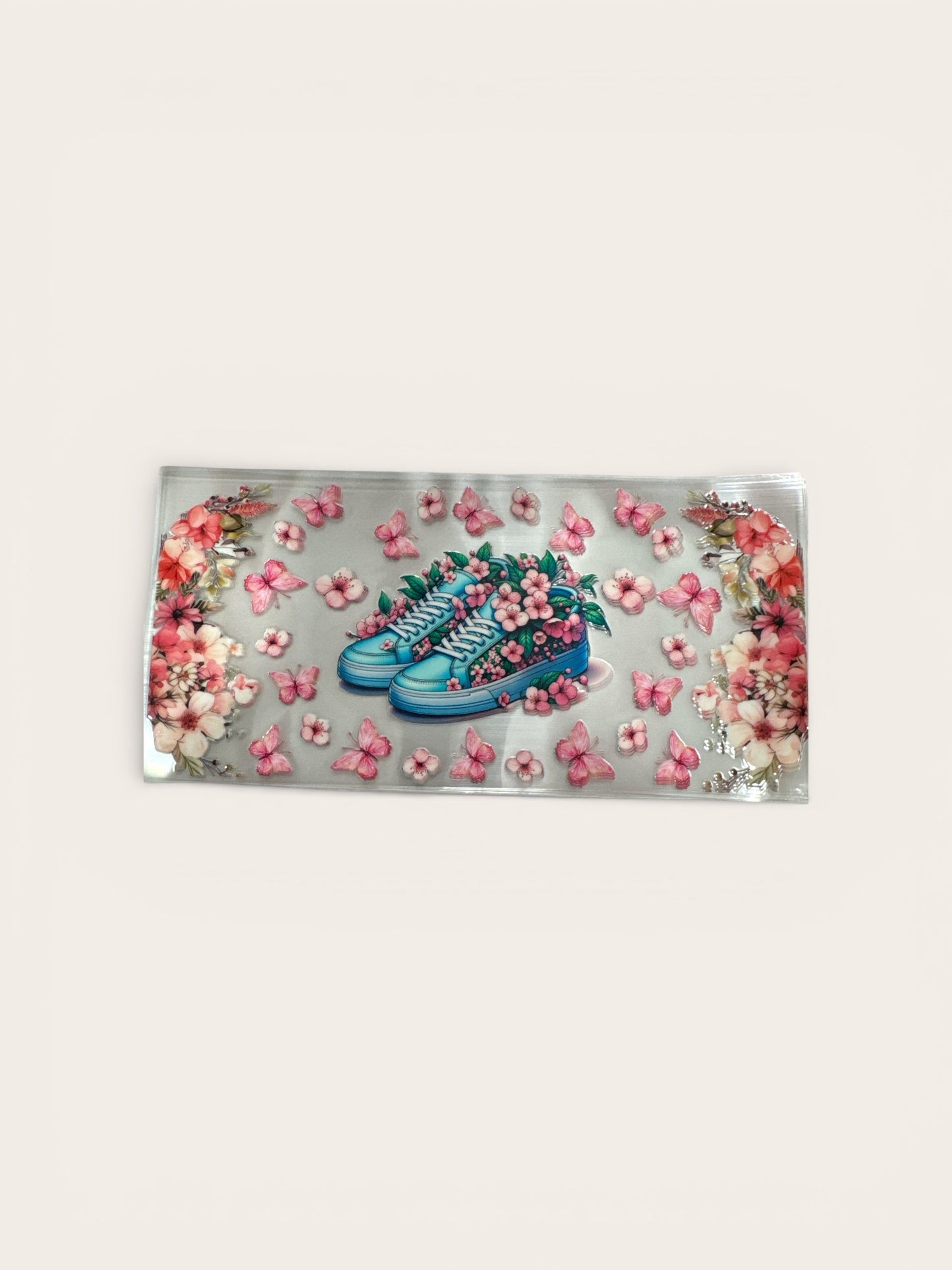 Low Top Tennis Shoes with Flowers 16oz UV DTF Transfer for Cups #172