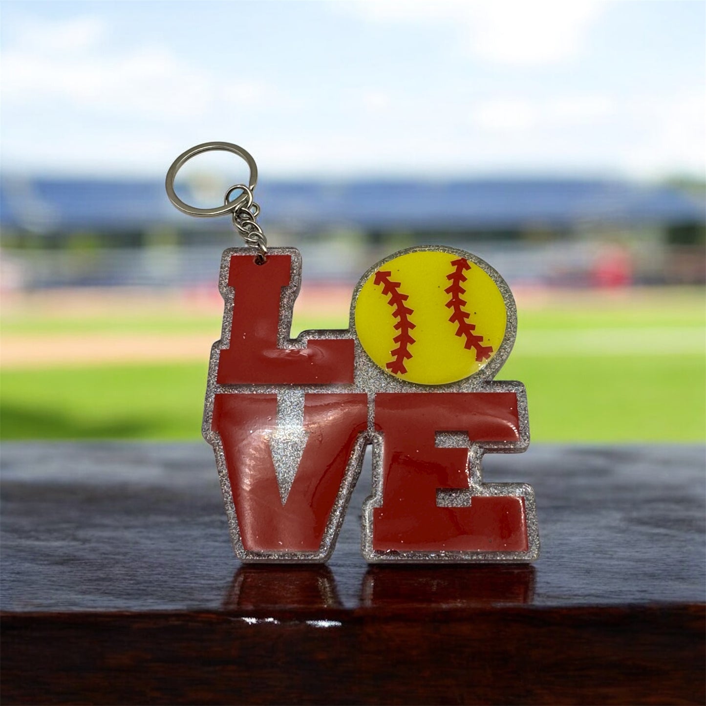 LOVE Softball Sport 3-inch Keychain – Athletic “O” Design for Sports Fans