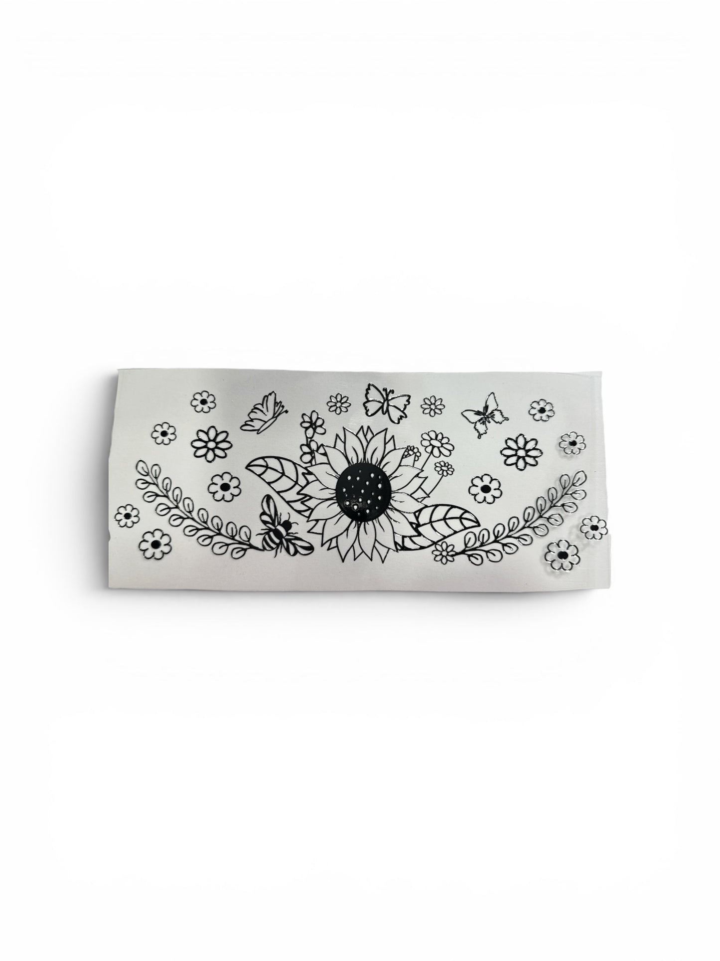 Flowers - Sunflower Black & White 16oz UV DTF Transfer for Cups #278