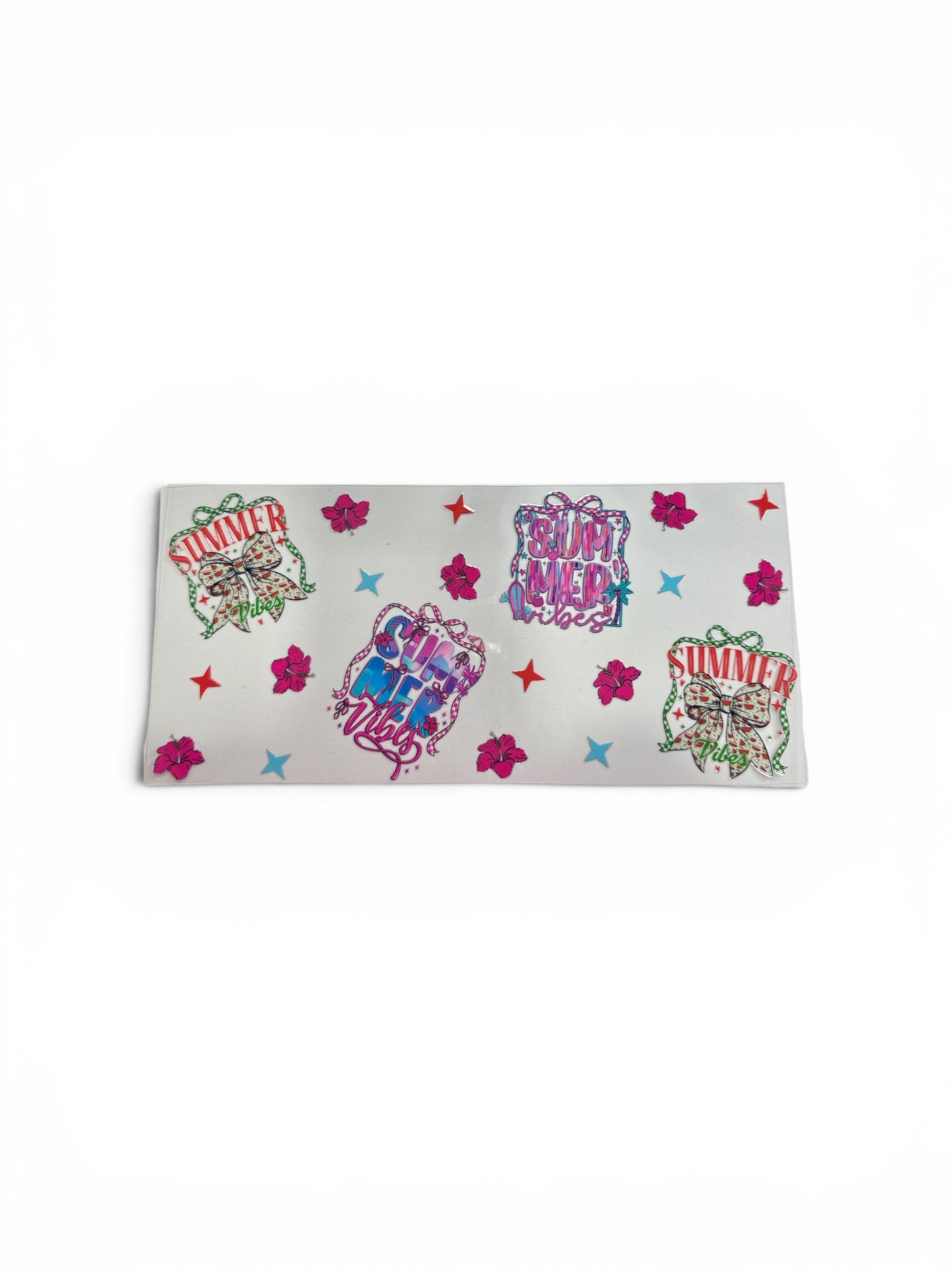 Summer Vibes with Bows UV DTF 16oz Cup Wrap, #291 Tumbler Decal