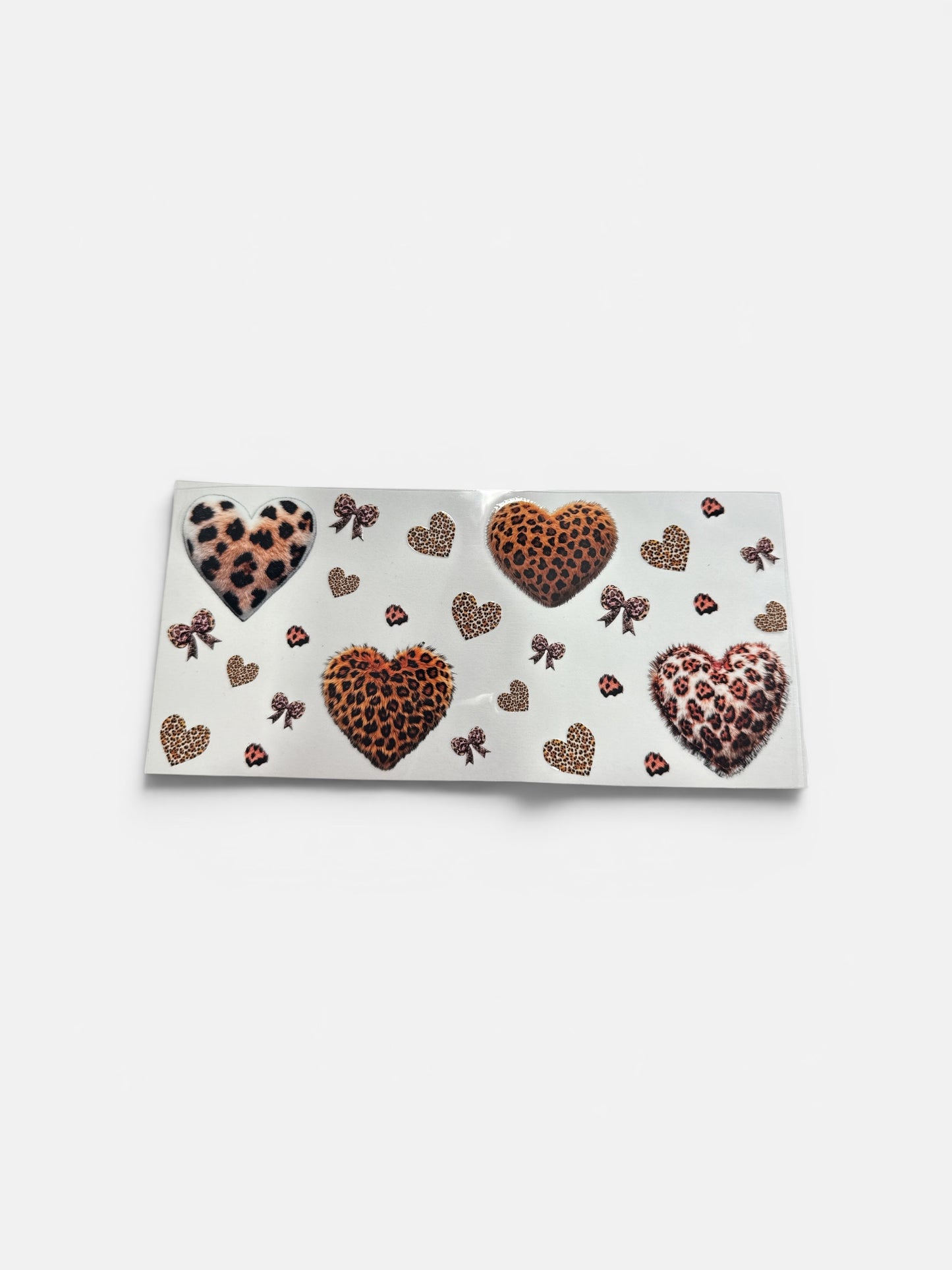 Leopard Hearts UV DTF 16oz Cup Wrap, #303 Tumbler Decal