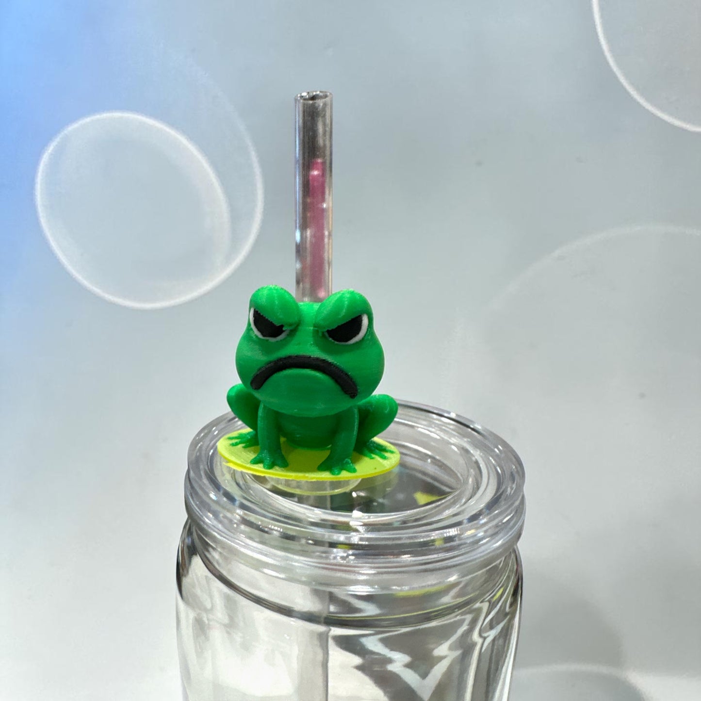 Angry Frog Straw Topper – Cute Silicone Drink Accessory for Tumblers