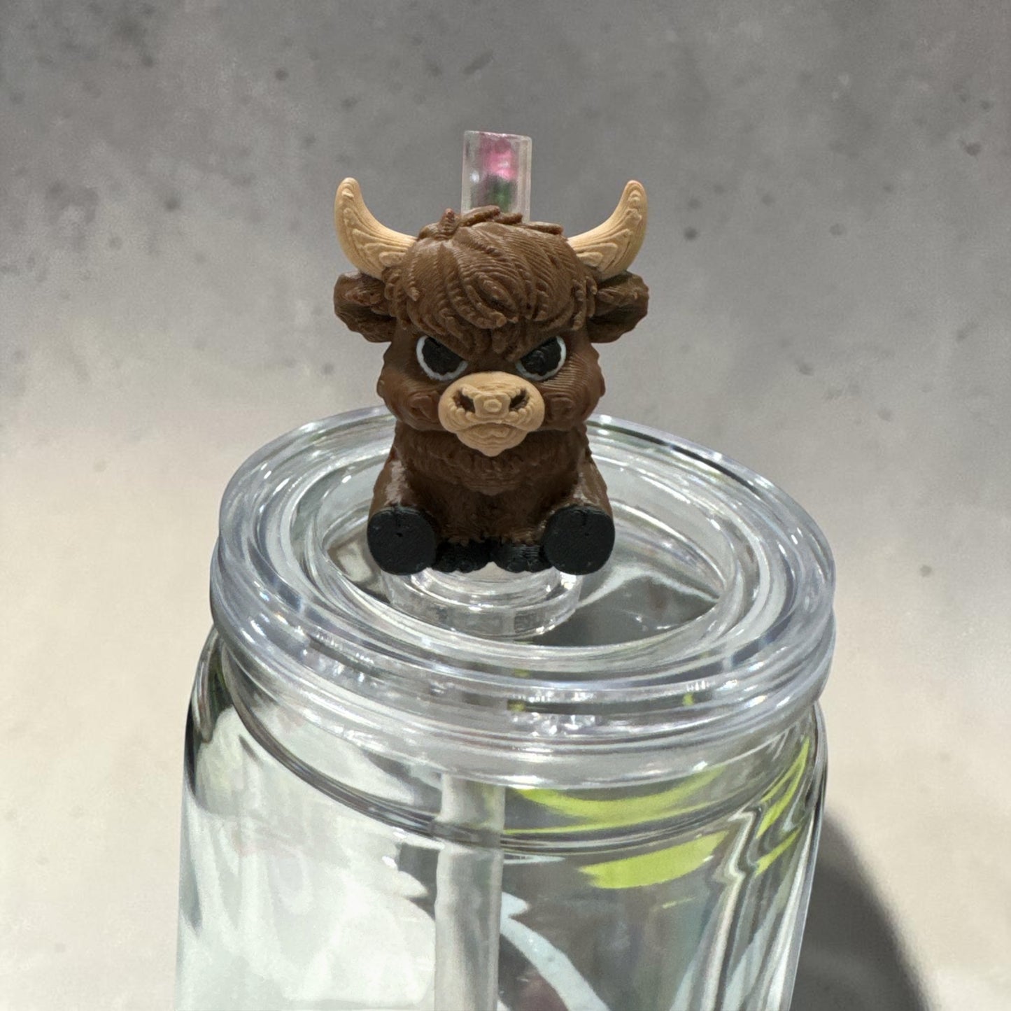 Angry Baby Bull Straw Topper– Cute Silicone Drink Accessory for Tumblers