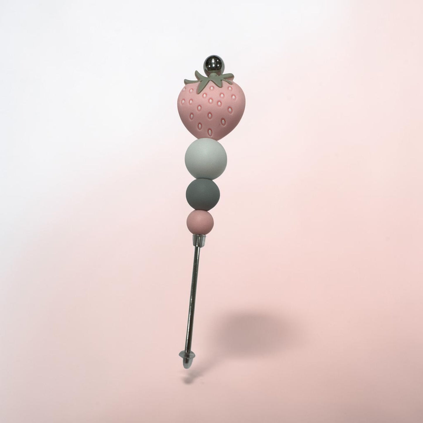 Strawberry (Pink and Gray) Beaded 4-inch Pokey Tool – Craft Pick for Vinyl Weeding & Detail Work