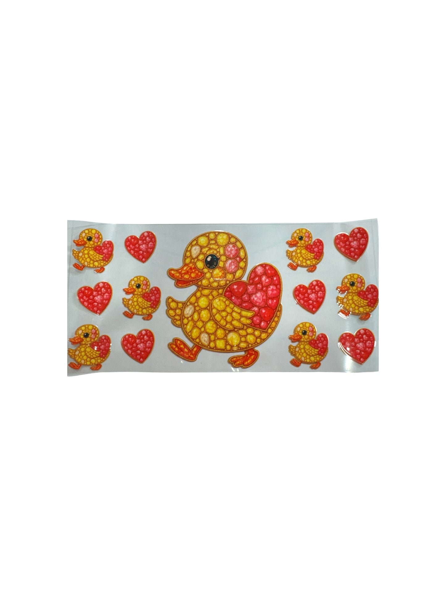 Duck and Hearts (Rhinestone) 16oz UV DTF Cup Wrap #409