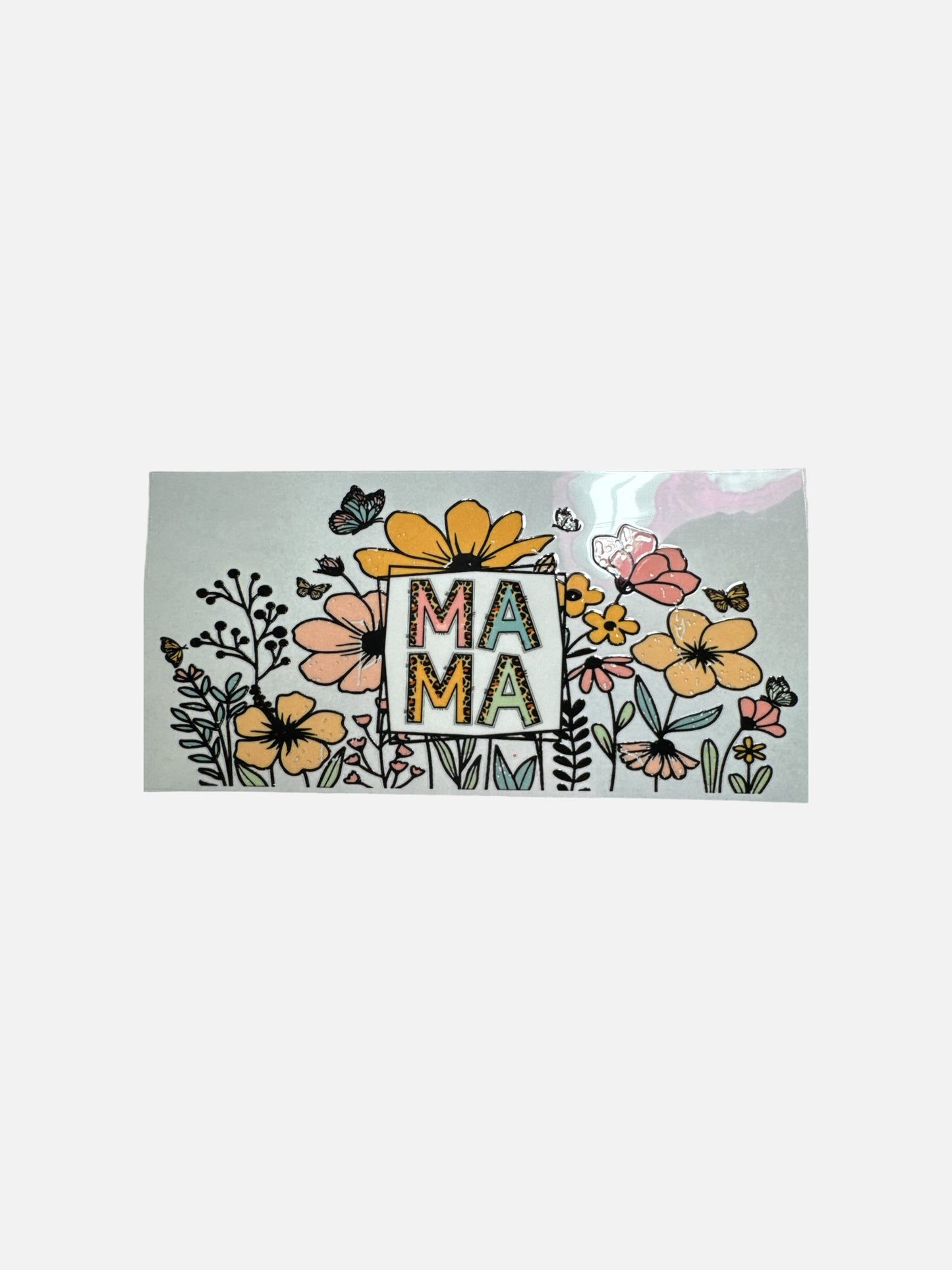 Mama with Flowers UV DTF 16oz Cup Wrap, #368