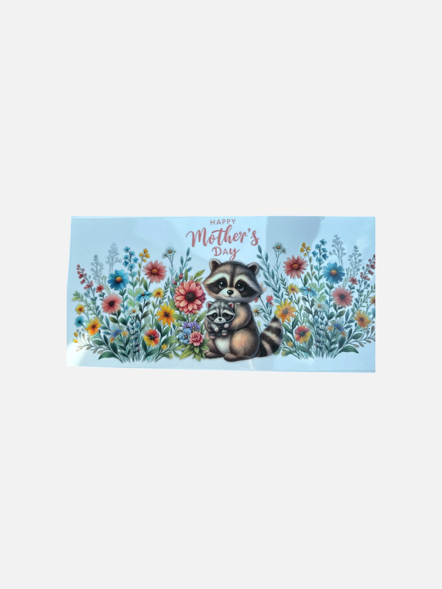 Racoon Mom and baby UV DTF 16oz Cup Wrap, #432