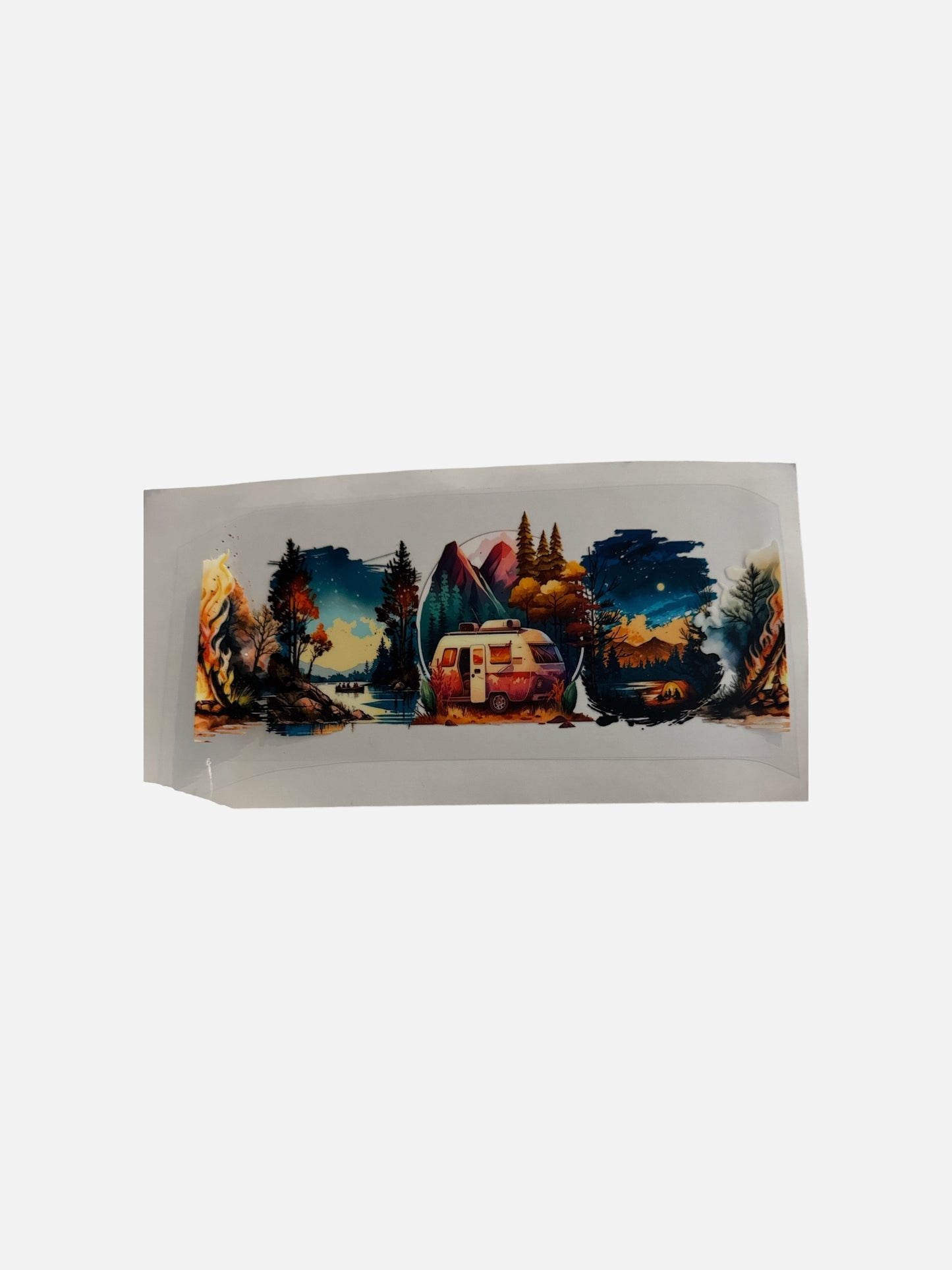 Camping RV in the Woods UV DTF 16oz Cup Wrap, #482 Tumbler Decal
