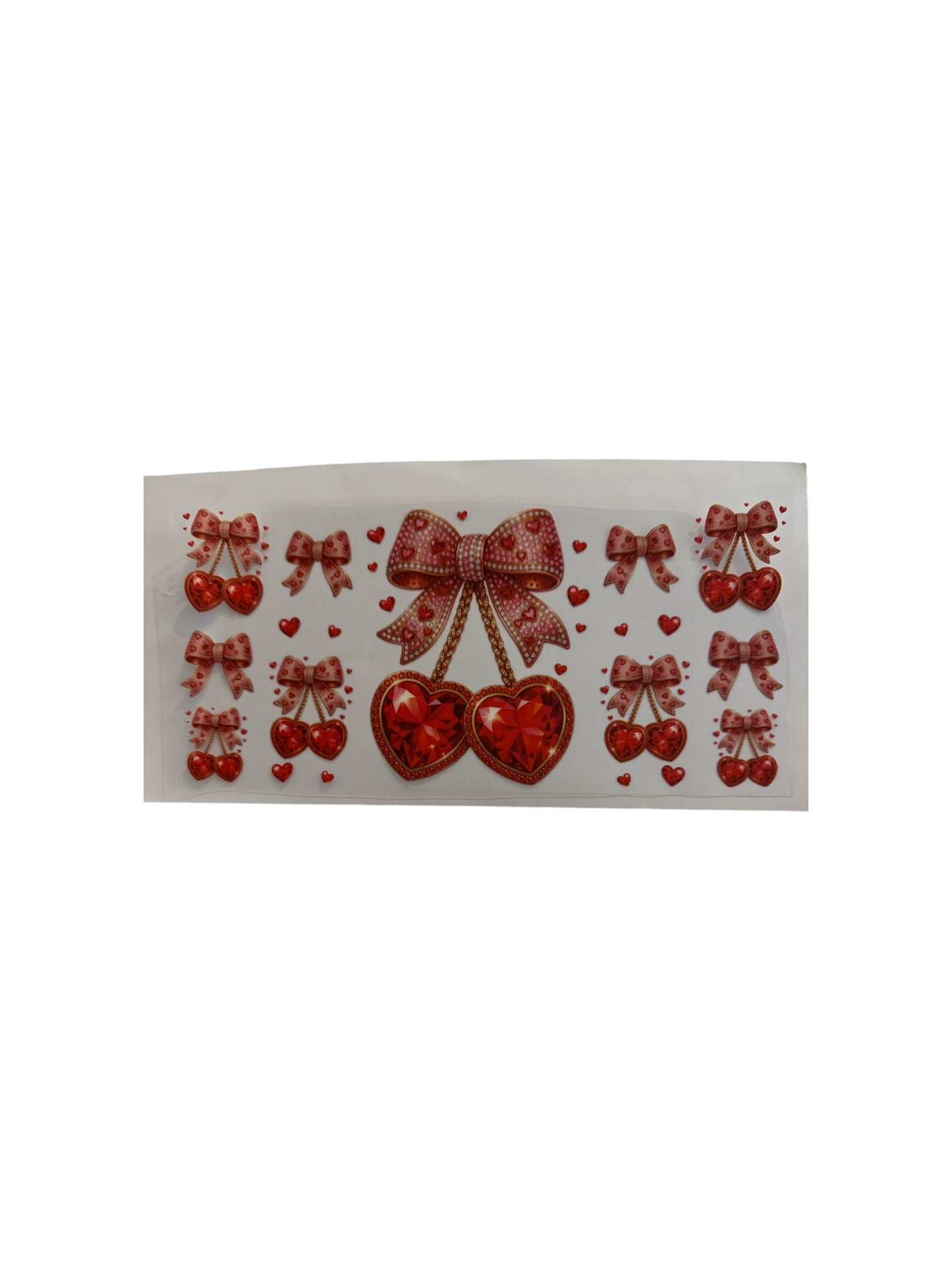 Cherry Red Bows with Rhinestones UV DTF Cup Wrap – #471
