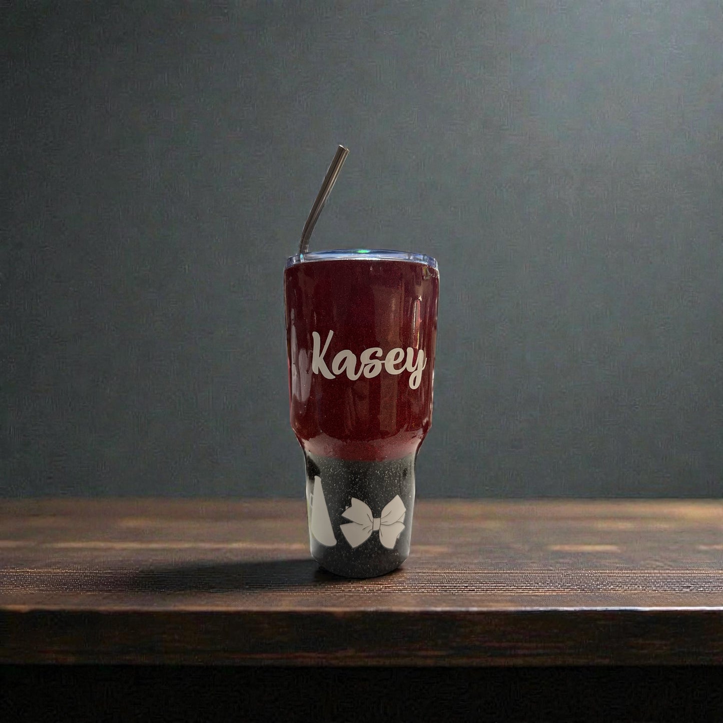 CHEER Mom Personalized Custom Two-Toned Glitter Stainless Steel 30oz Tumbler.