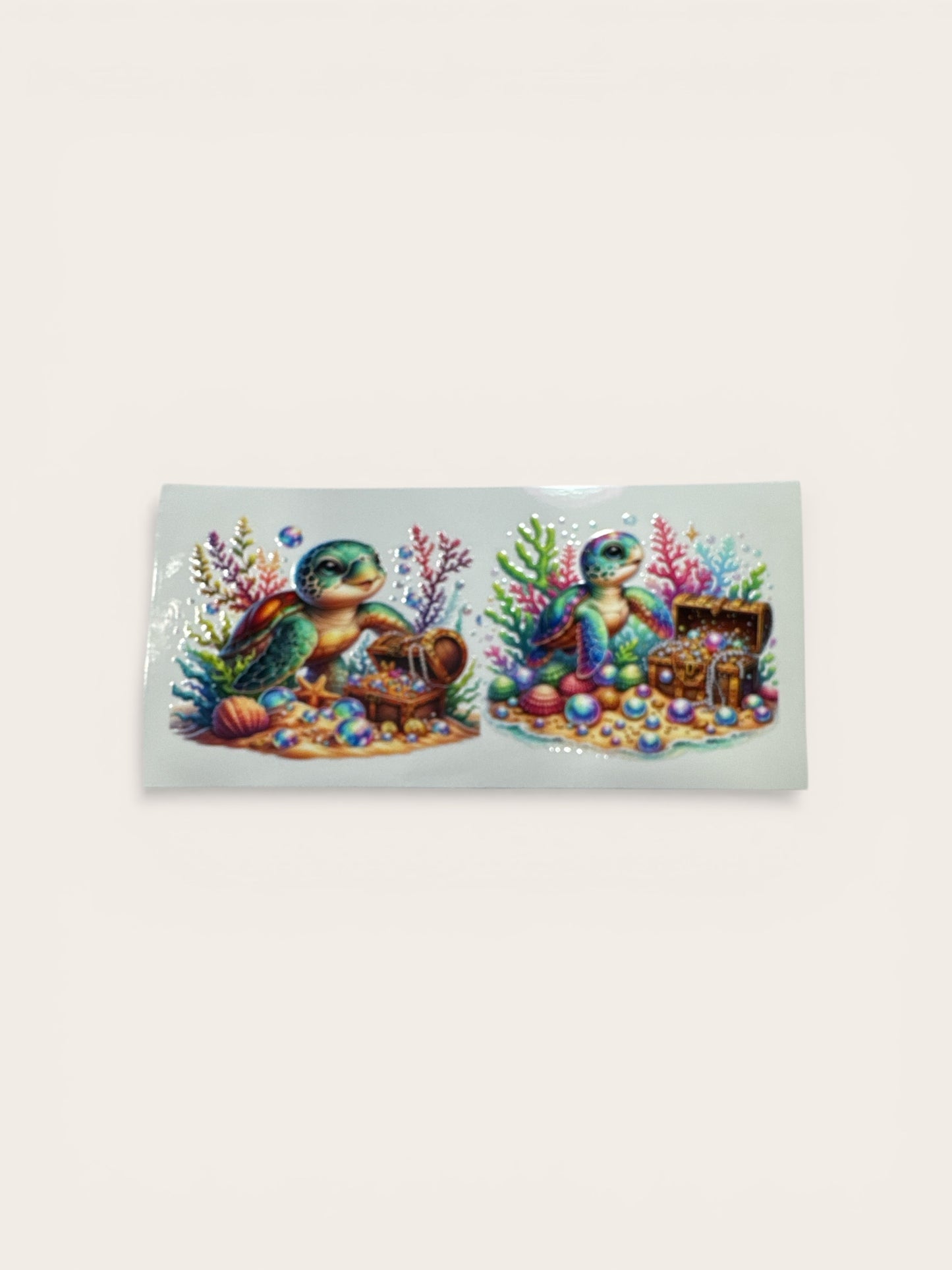 Sea Turtles 16oz UV DTF Transfer #193 for Glass Cups | Cute Decal| Sea Turtles Treasure Box
