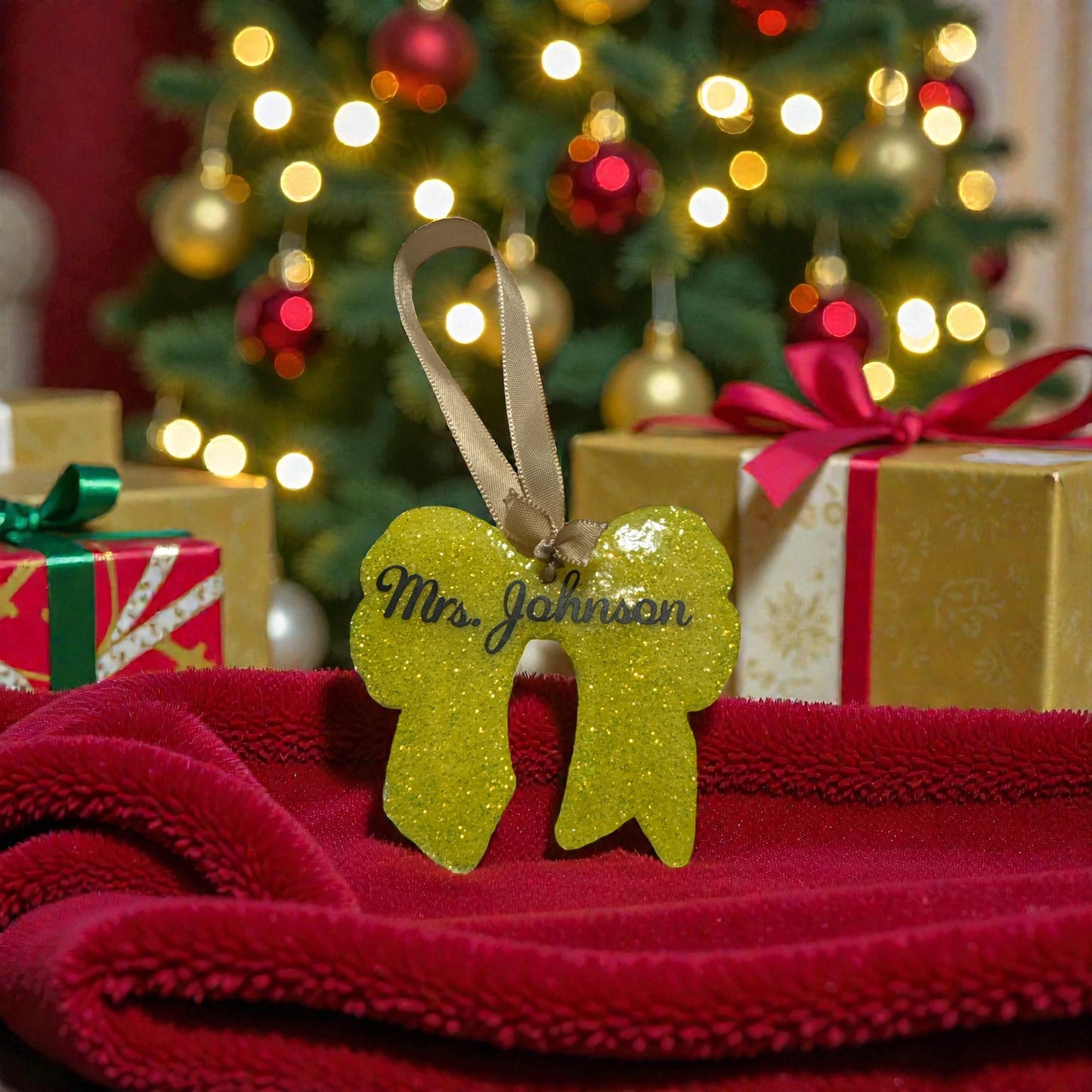 Pencil Bow ORNAMENT Teacher Appreciation - Custom and Personalized