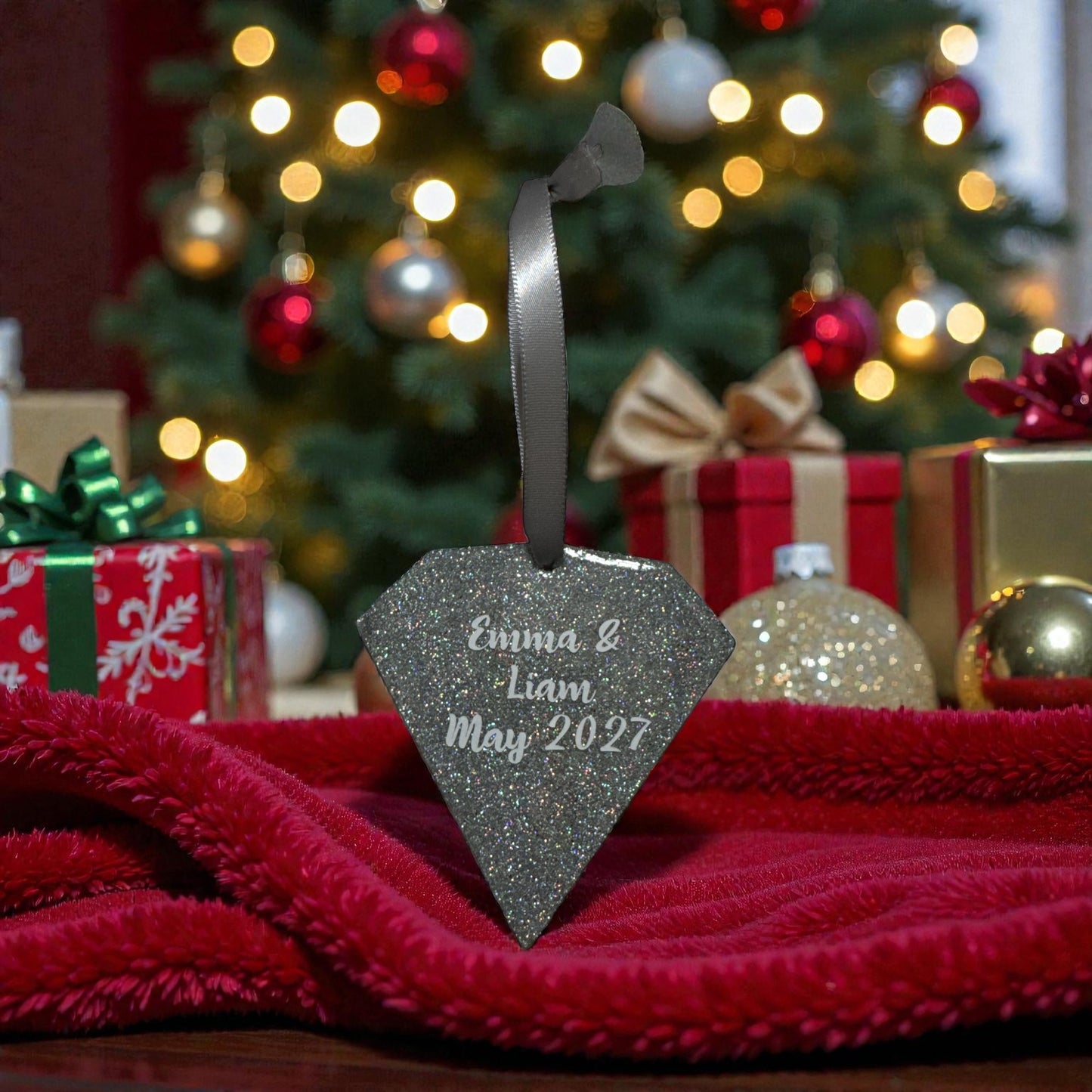 Diamond Glitter Ornament – Custom Name Christmas Decoration, Sparkly Holiday Keepsake Gift