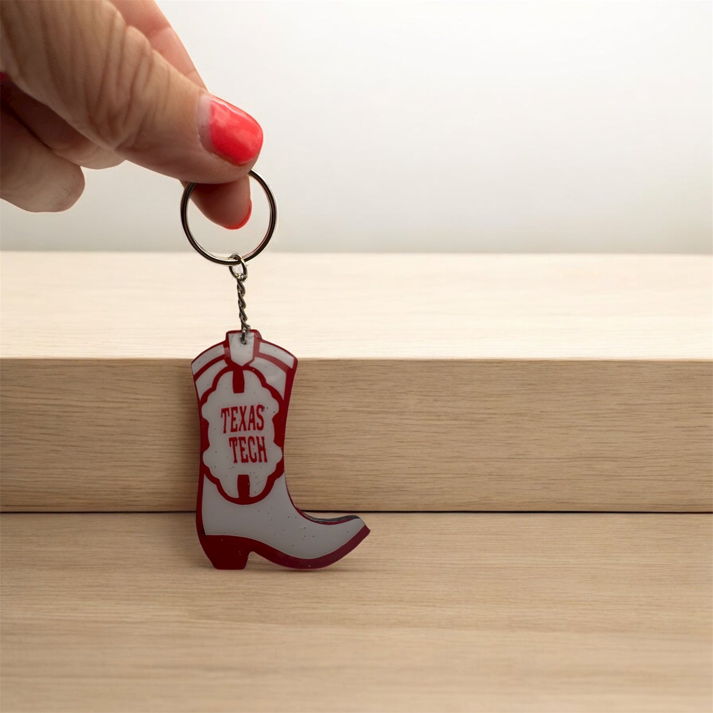 Lubbock Game Day Boot 3-inch Keychain – Red and Black Team Spirit