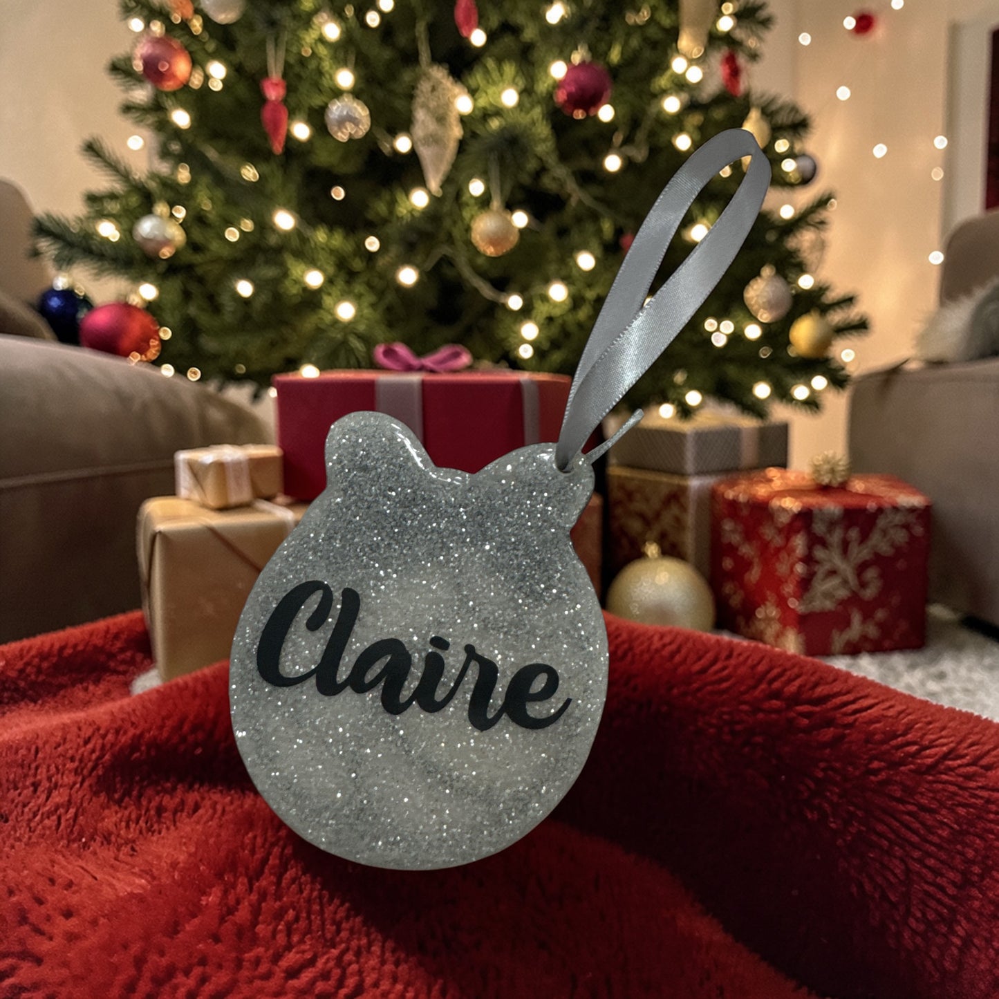 Volleyball Personalized Glitter Acrylic Ornament