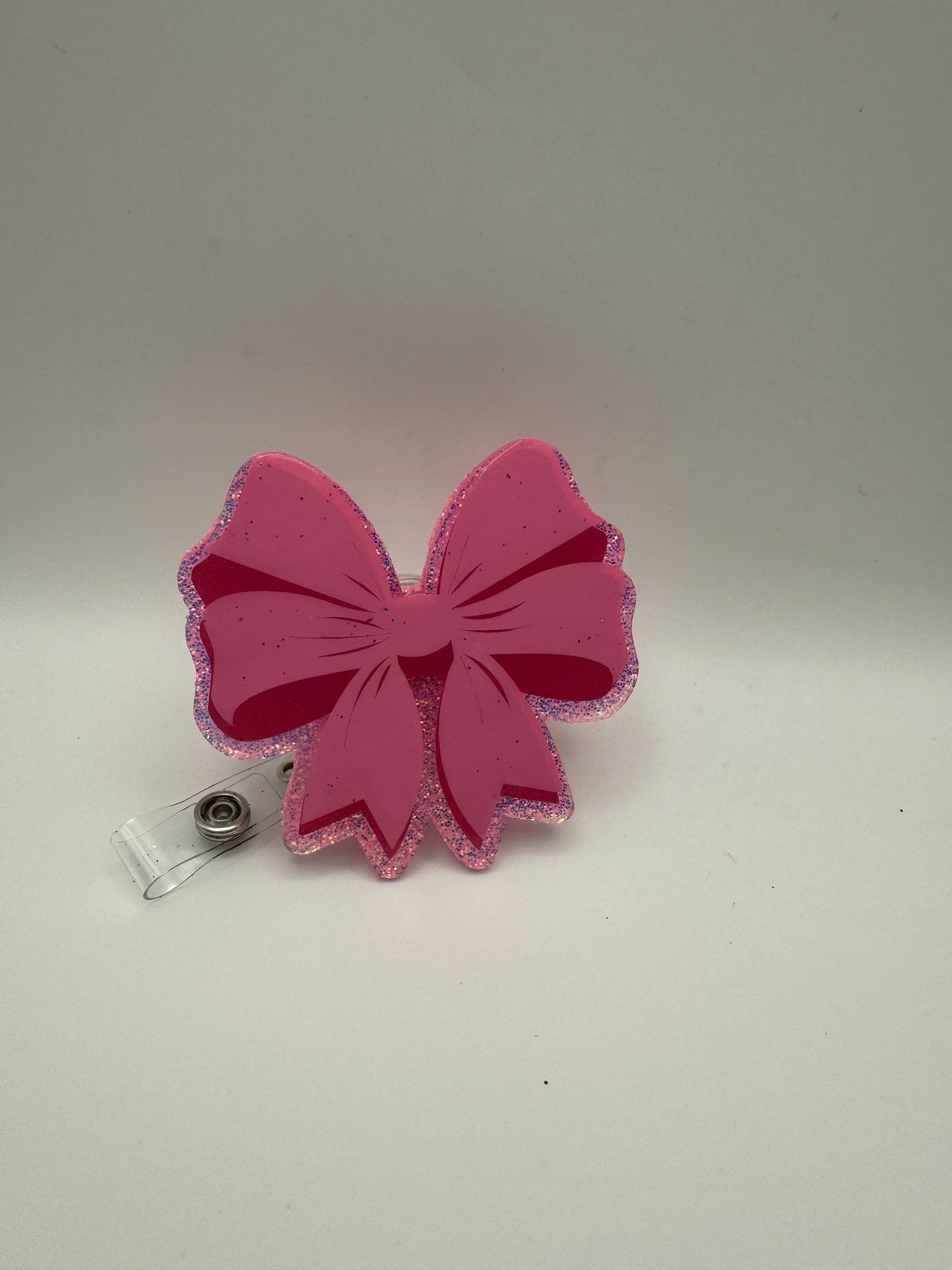 Pink Bow Badge Reel| Alligator Clip