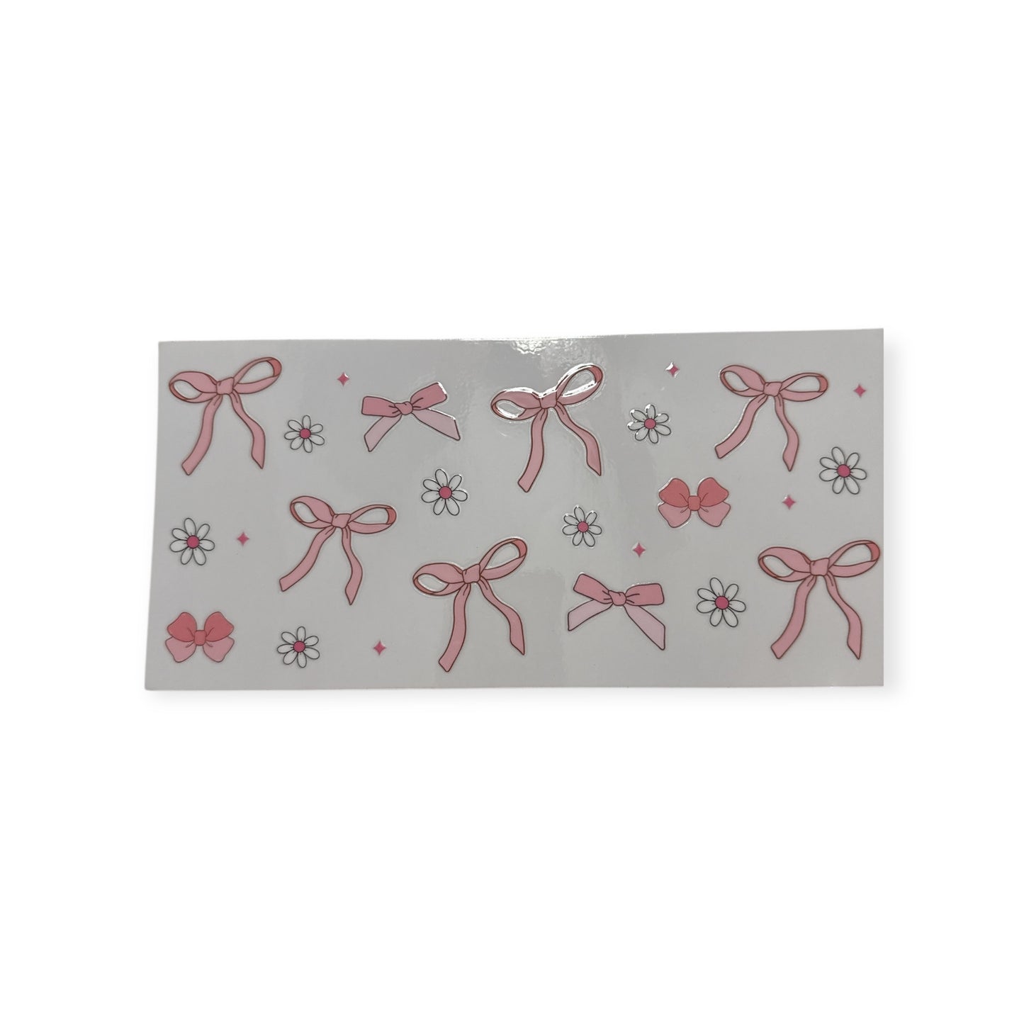 Pink Bows with Flowers 16oz UV DTF Transfer for Cups #139