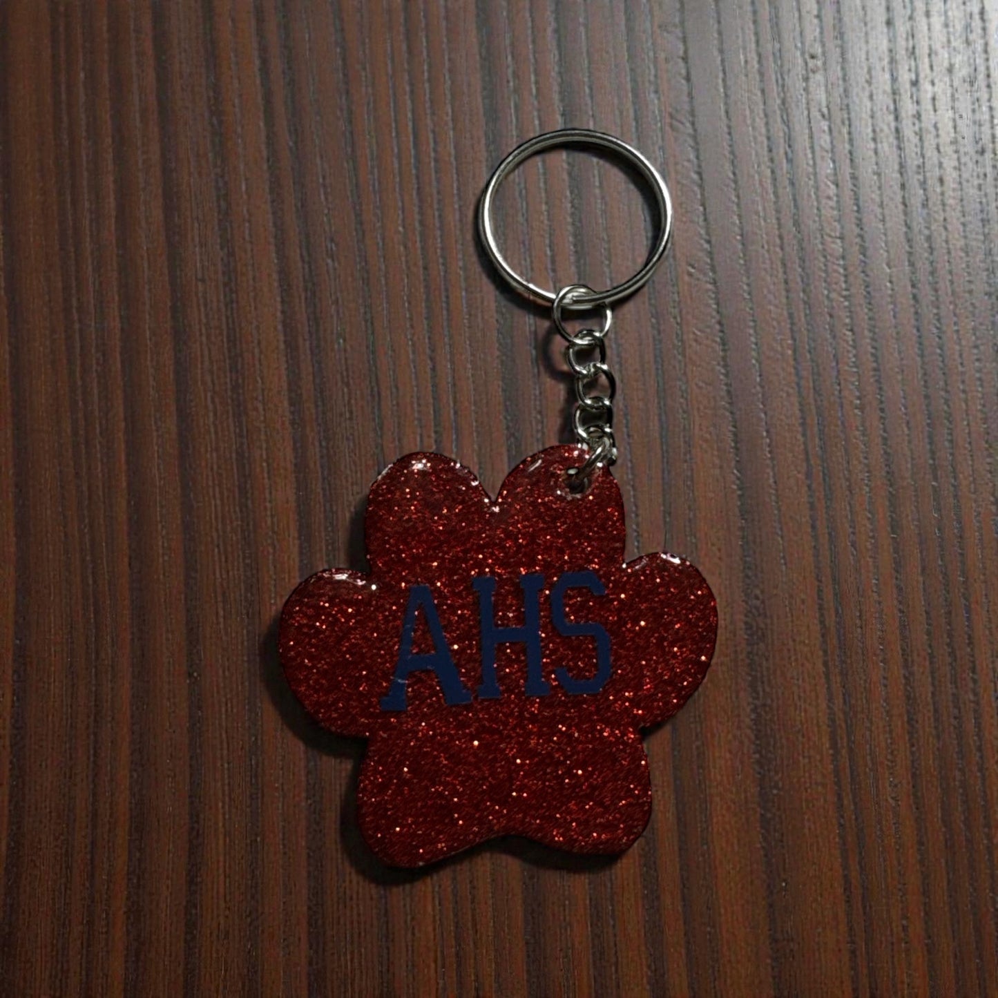 Glitter Paw School Spirit Keychain – Custom Mascot Colors & Personalized Name
