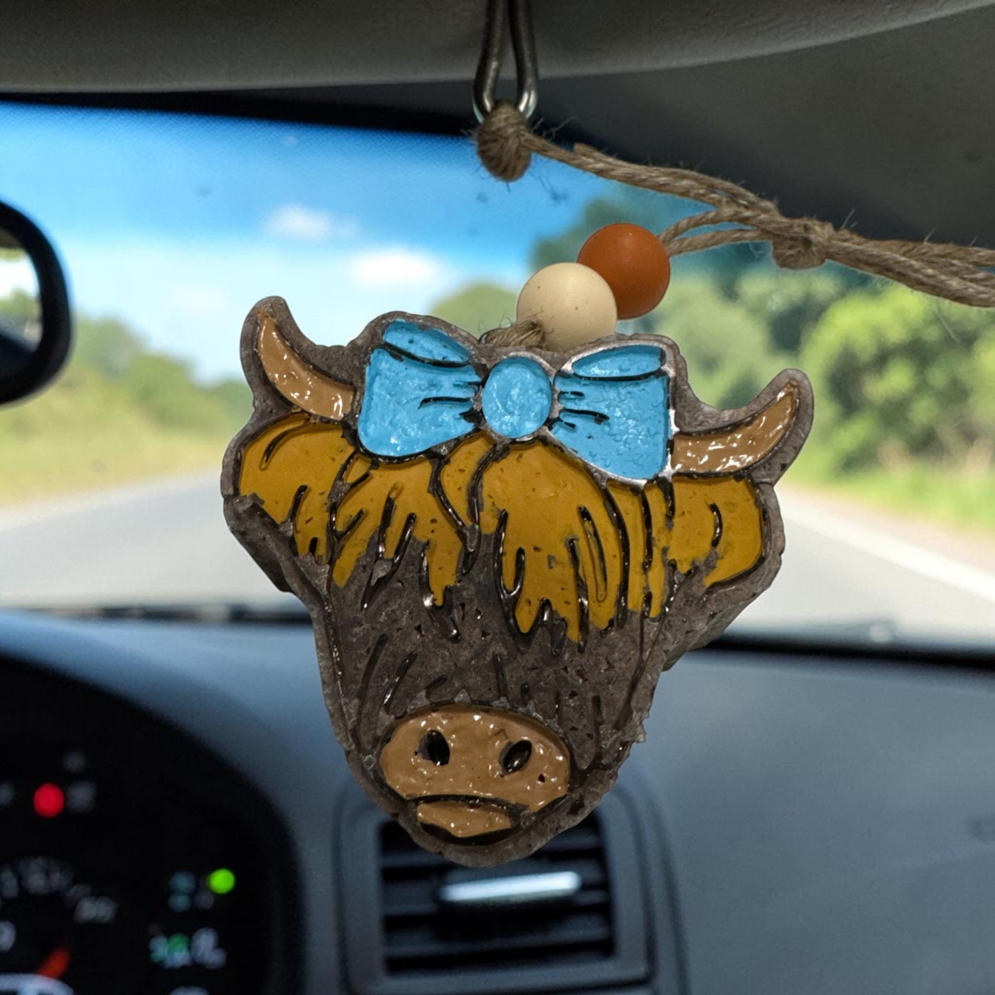 Hyland Cow Car Freshie – Handmade Hanging Car Air Freshener