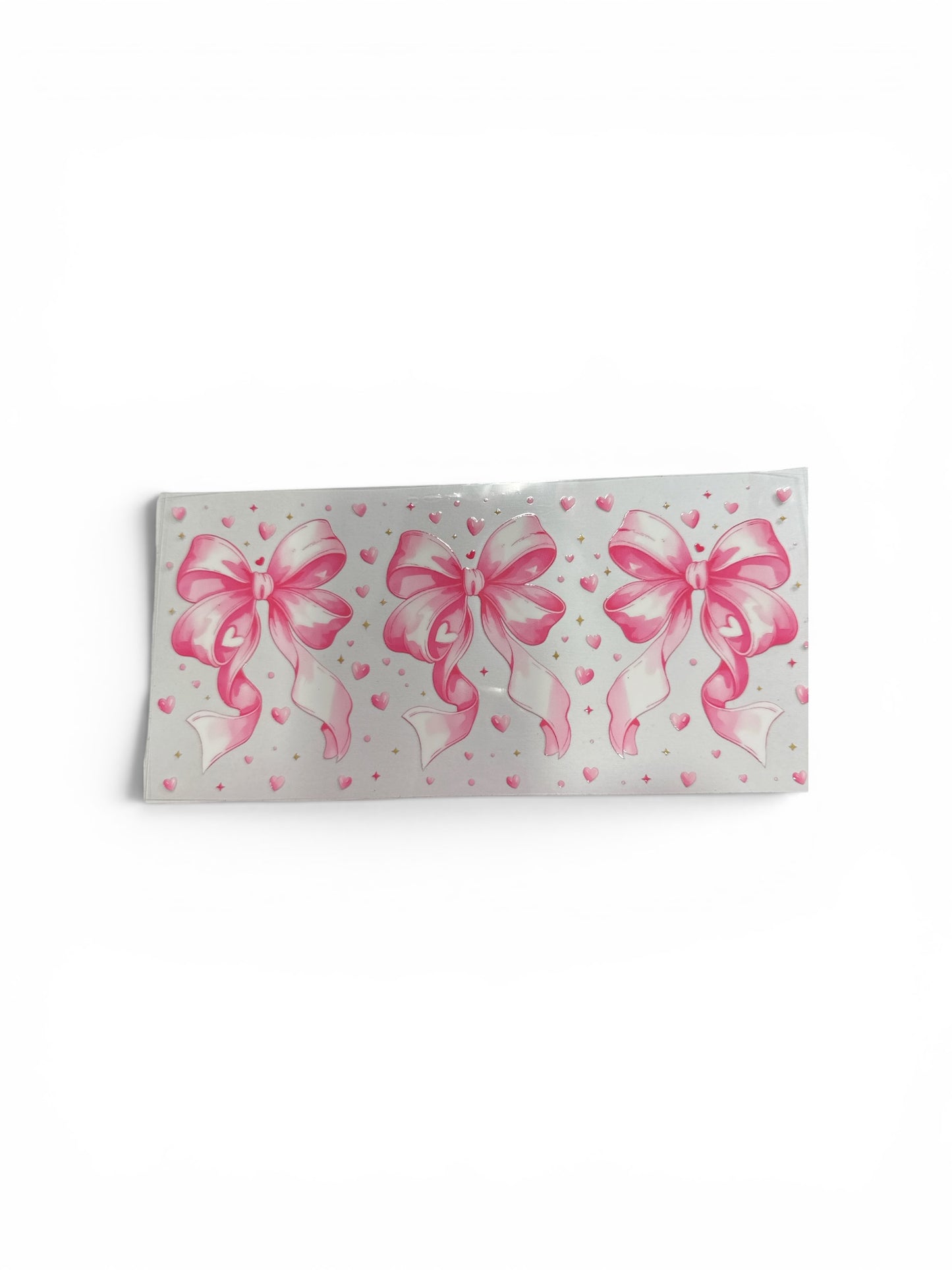 Pink Bows (3) Bows UV DTF 16oz Cup Wrap, #287 Tumbler Decal