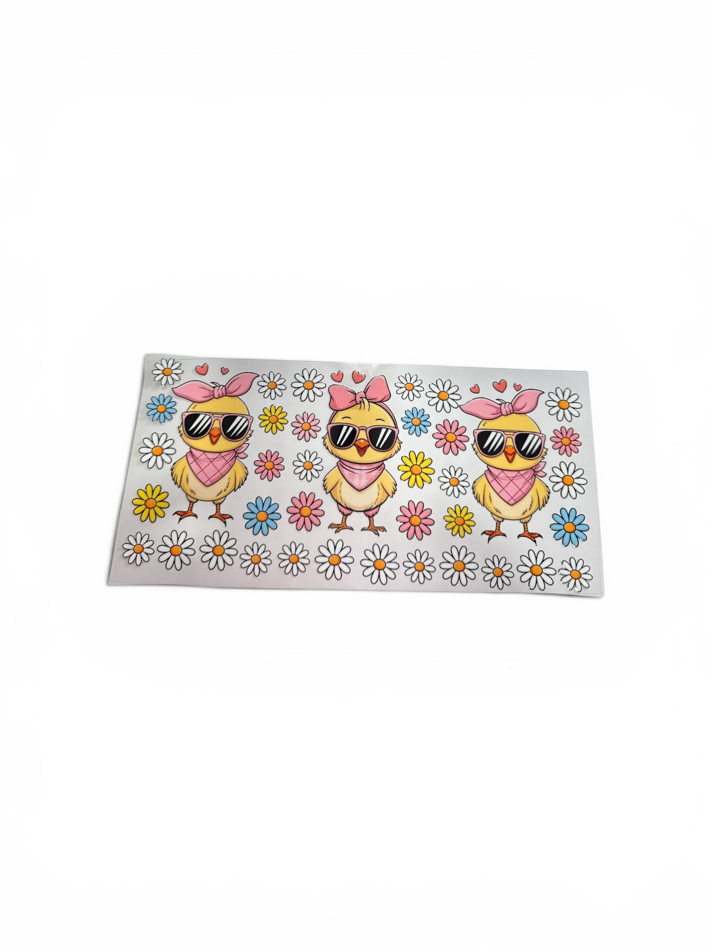 Cute Chicks with Sunglasses Easter Daisy 16oz UV DTF Cup Wrap Transfer for Cups #324