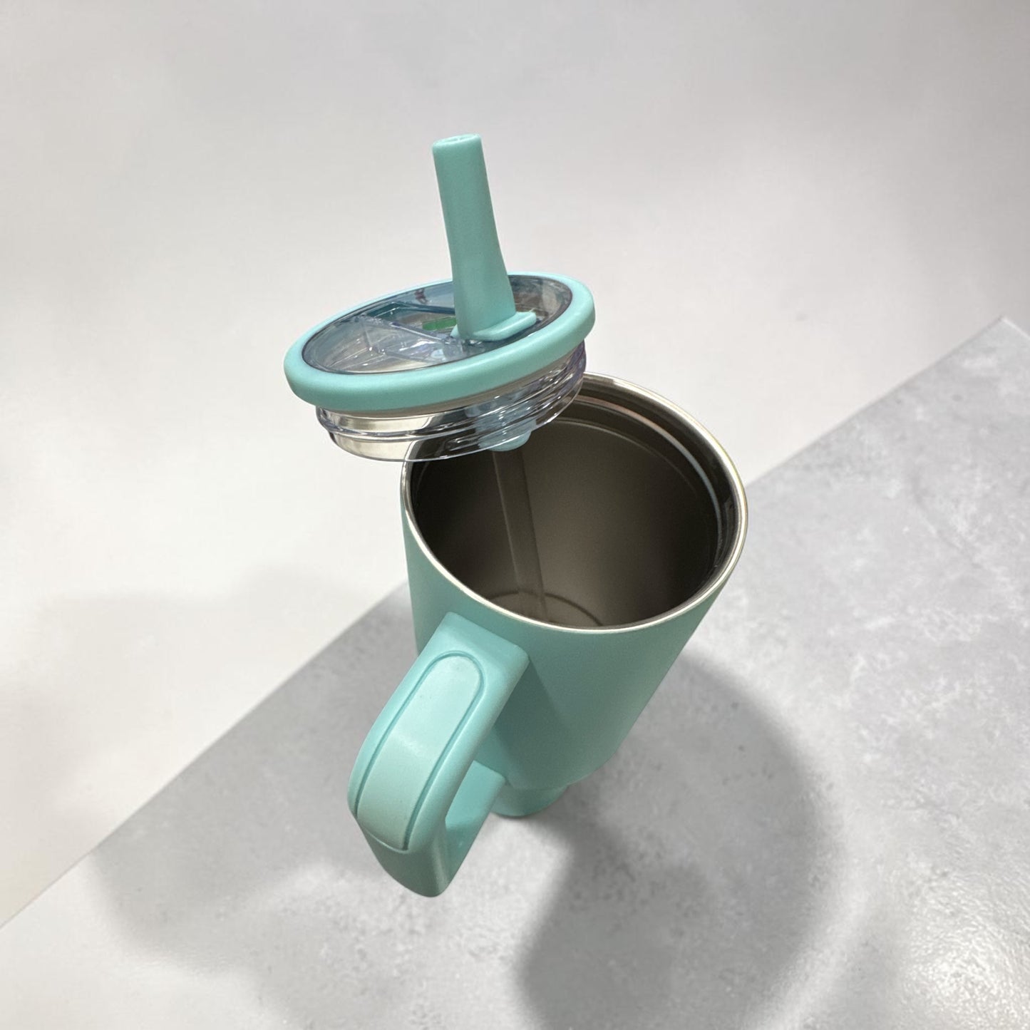 40oz Powder Coated Stainless Steel Tumbler with Handle TEAL BLUE