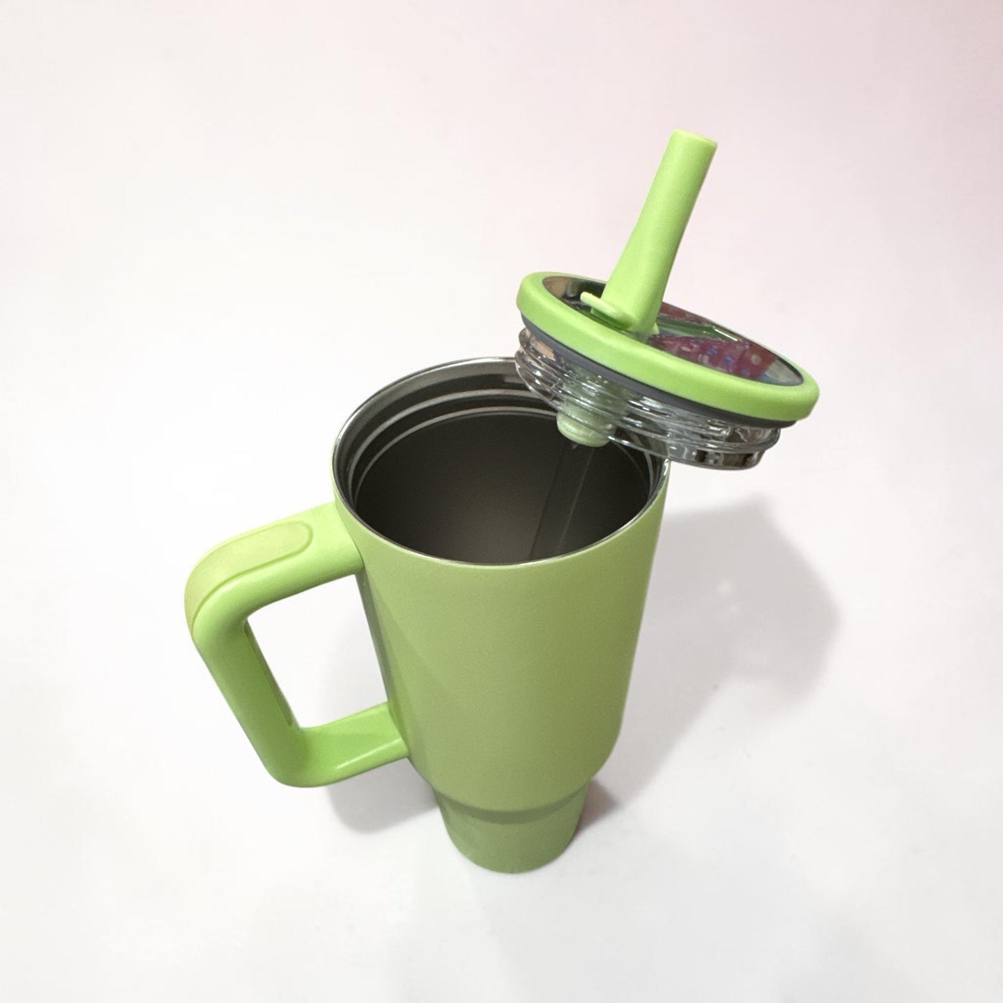 40oz Powder Coated Stainless Steel Tumbler with Handle LIGHT GREEN
