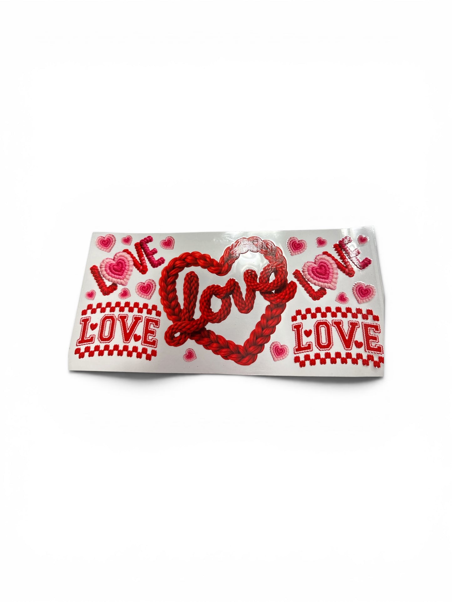 LOVE Crochet Heart Valentines 16oz UV DTF Transfer for Cups #320